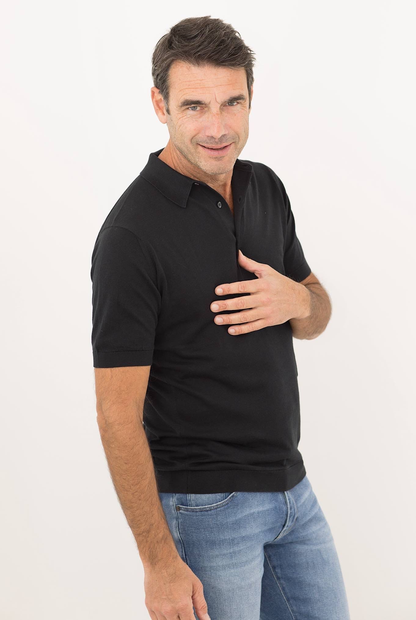 Polo "Adrian" Cotone Sea Island Nero JOHN SMEDLEY