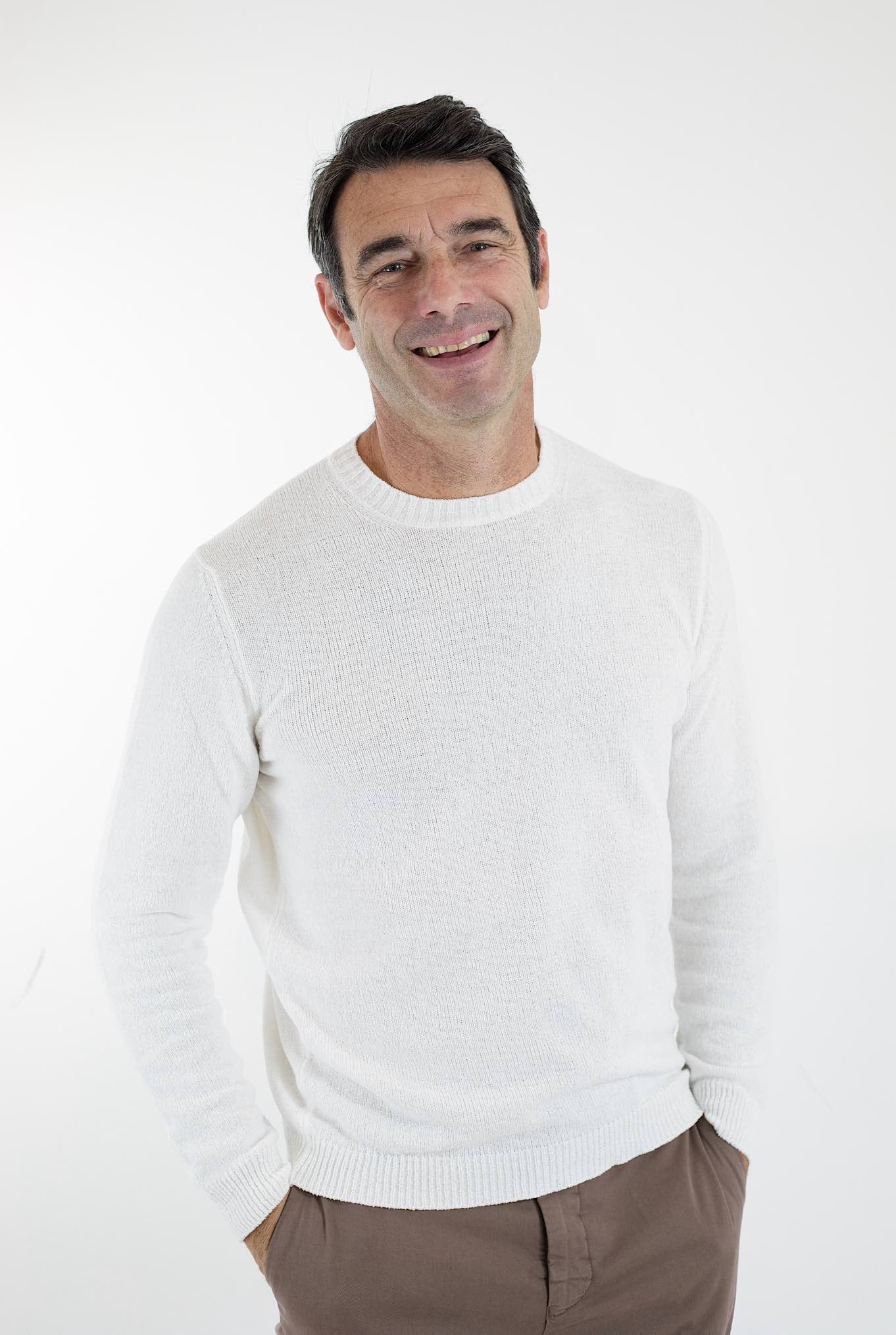 SETTEFILI CASHMERE Crewneck ML in White Chenille