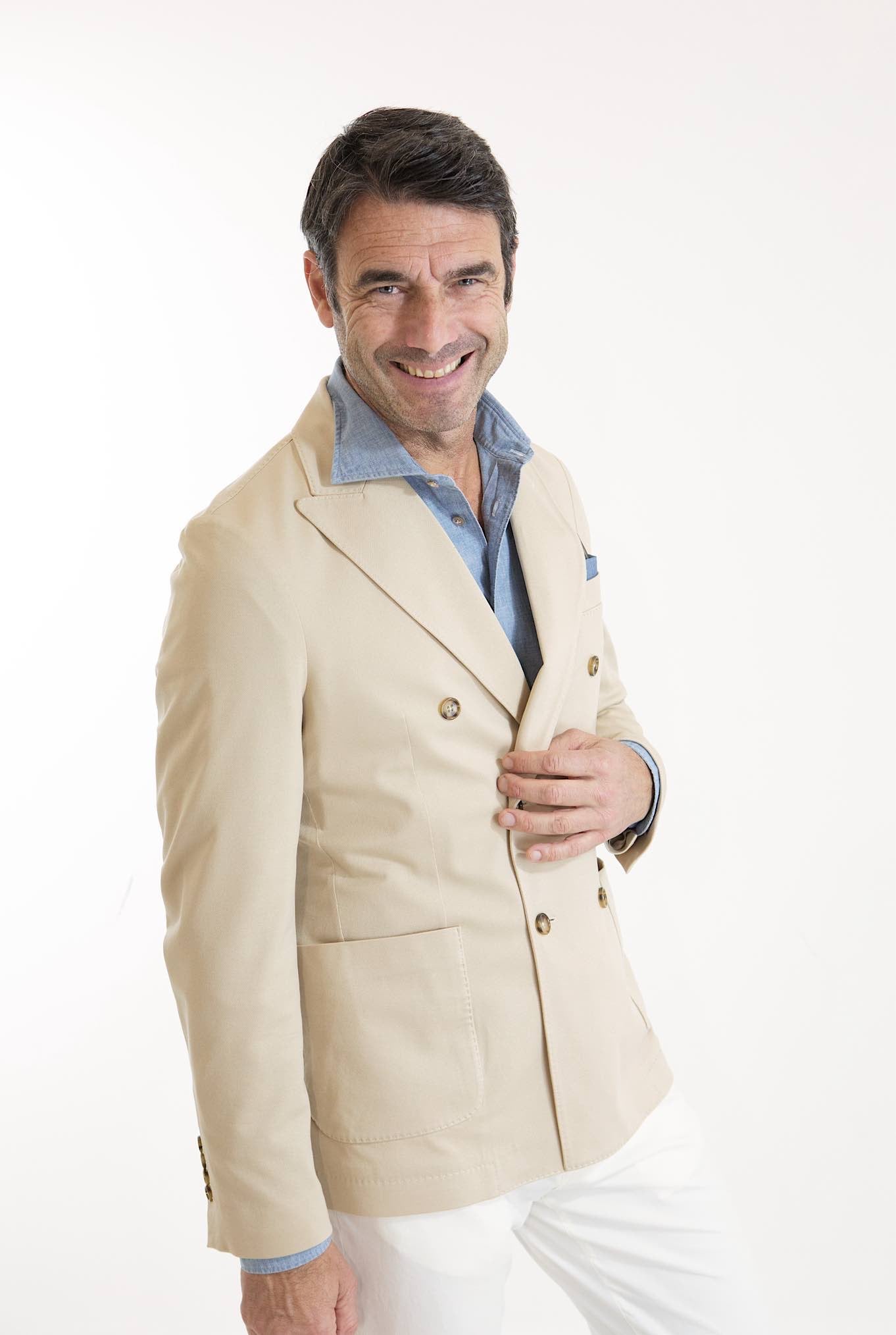 CIRCOLO 1901 Double-breasted Light Beige Cotton Jersey Jacket