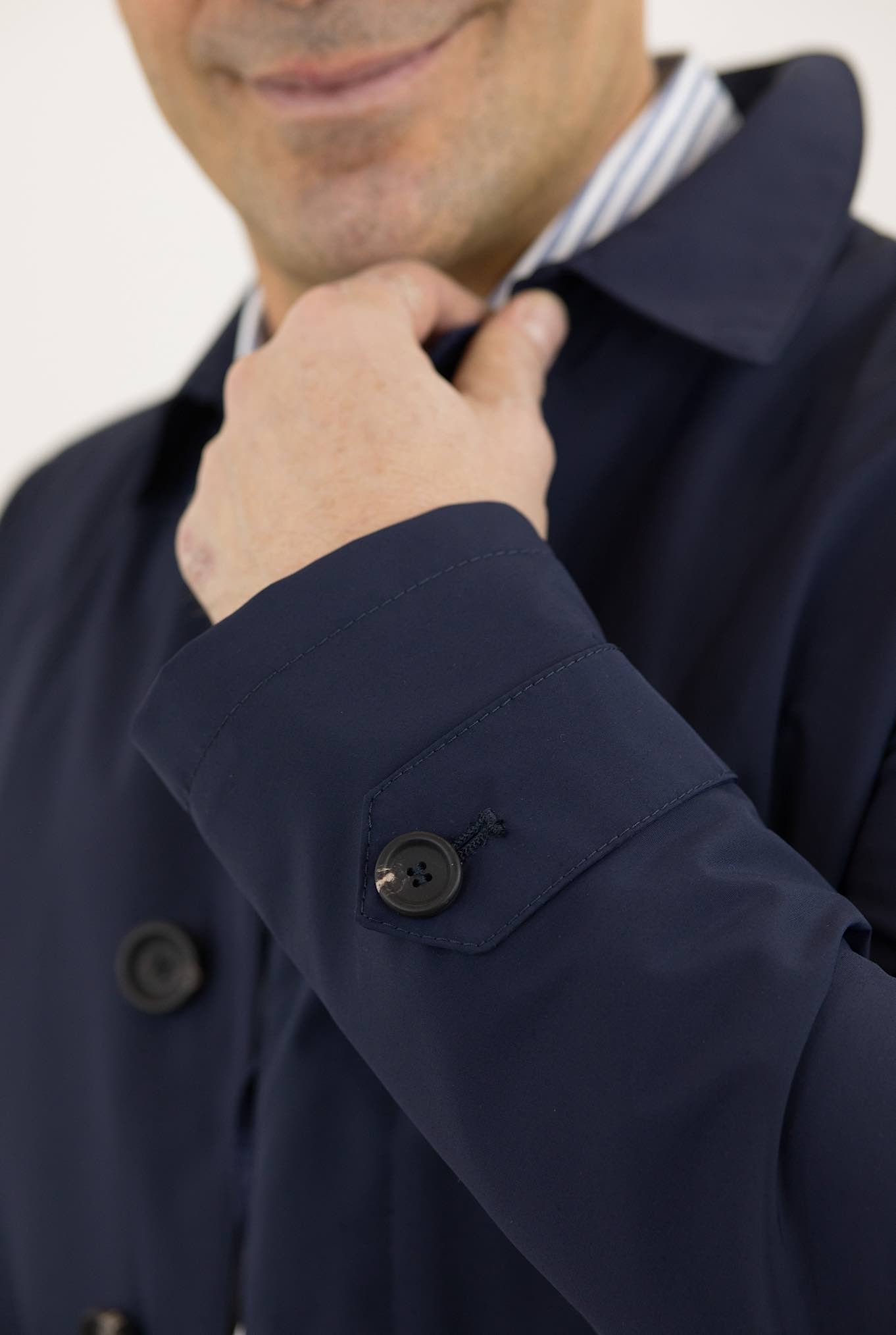 GUARINO Carcoat Loro Piana Navy Blue fabric