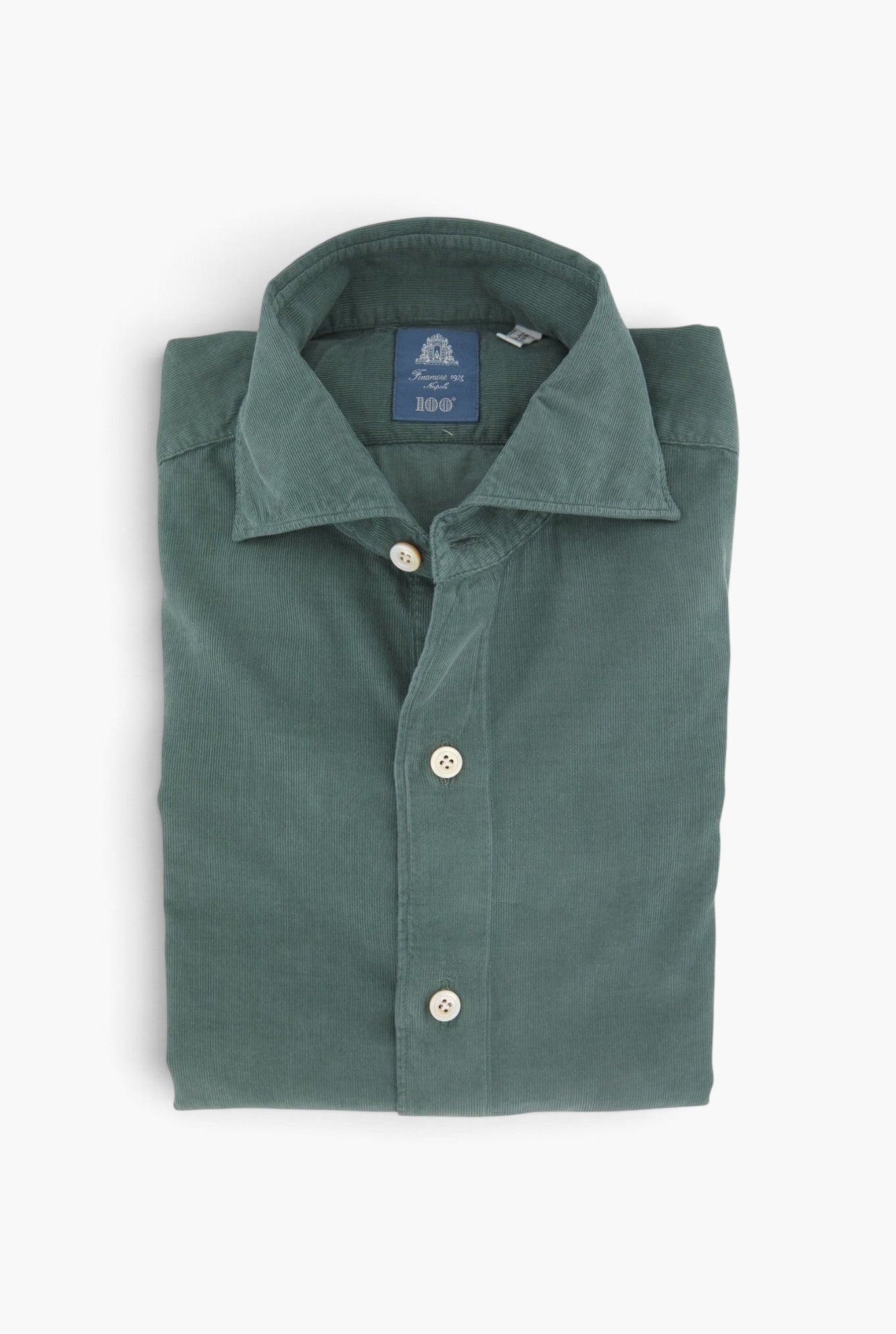 Camicia Velluto Superlight Millerighe Verde FINAMORE