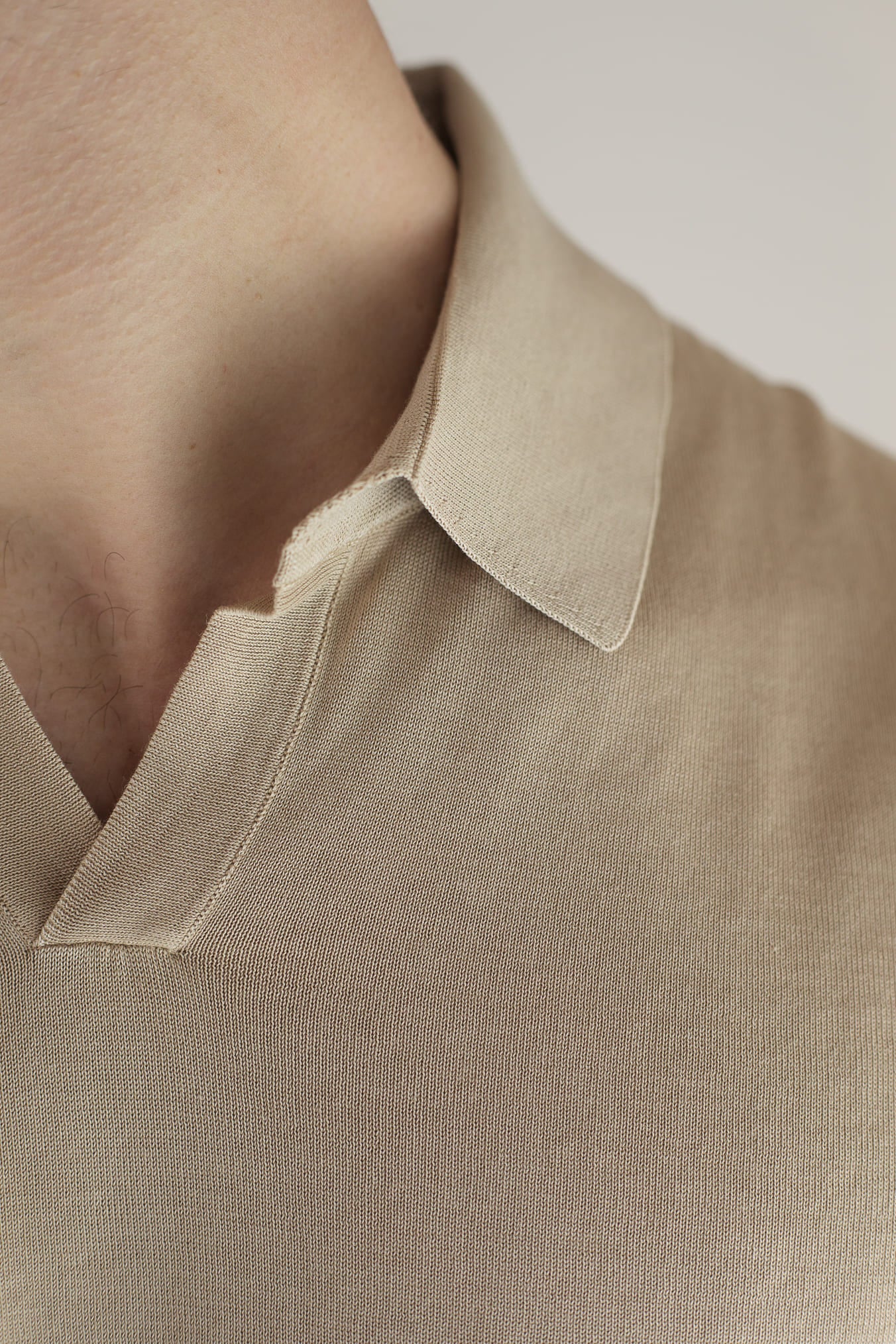 Frosted Beige Cotton Short Sleeve Polo