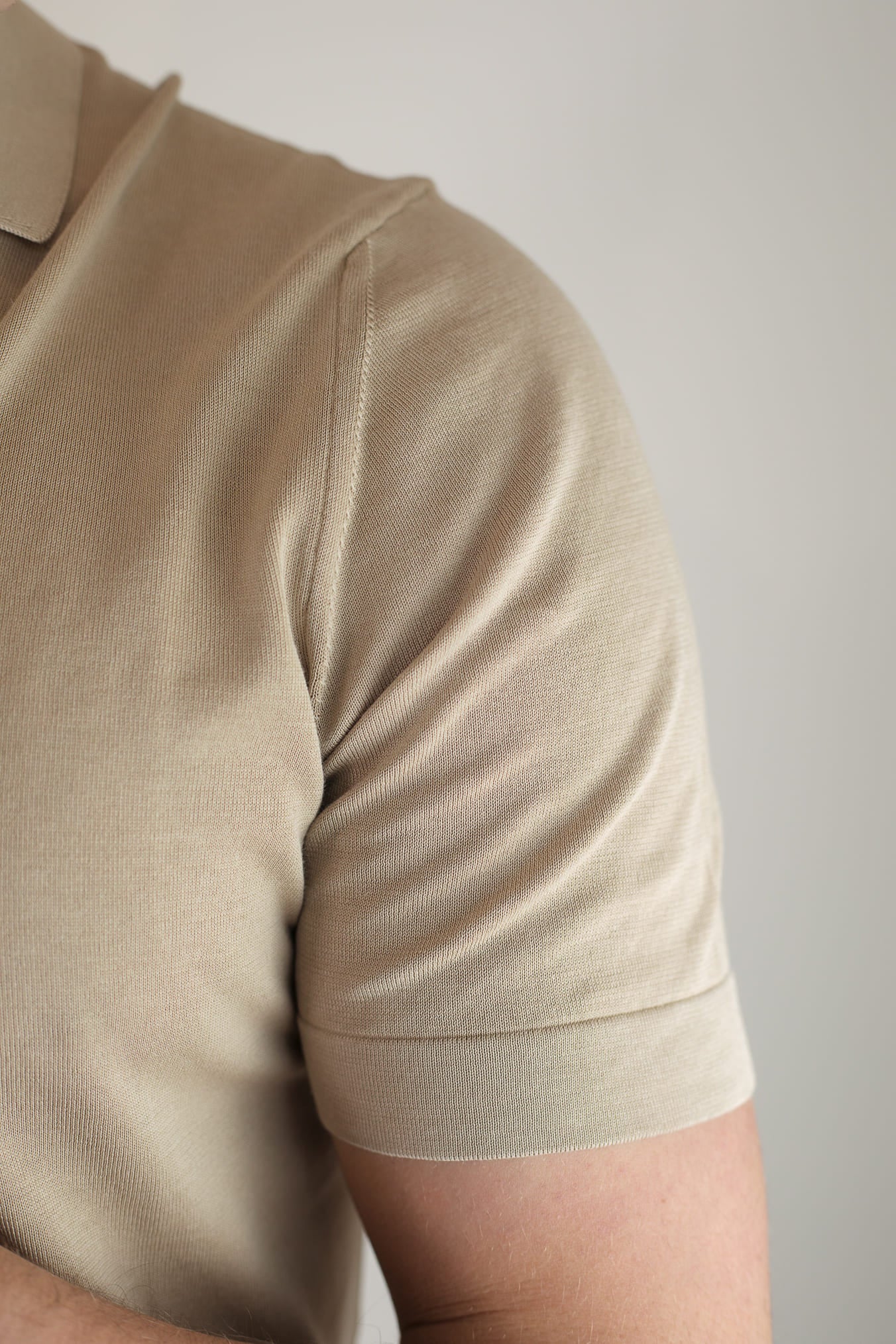 Frosted Beige Cotton Short Sleeve Polo