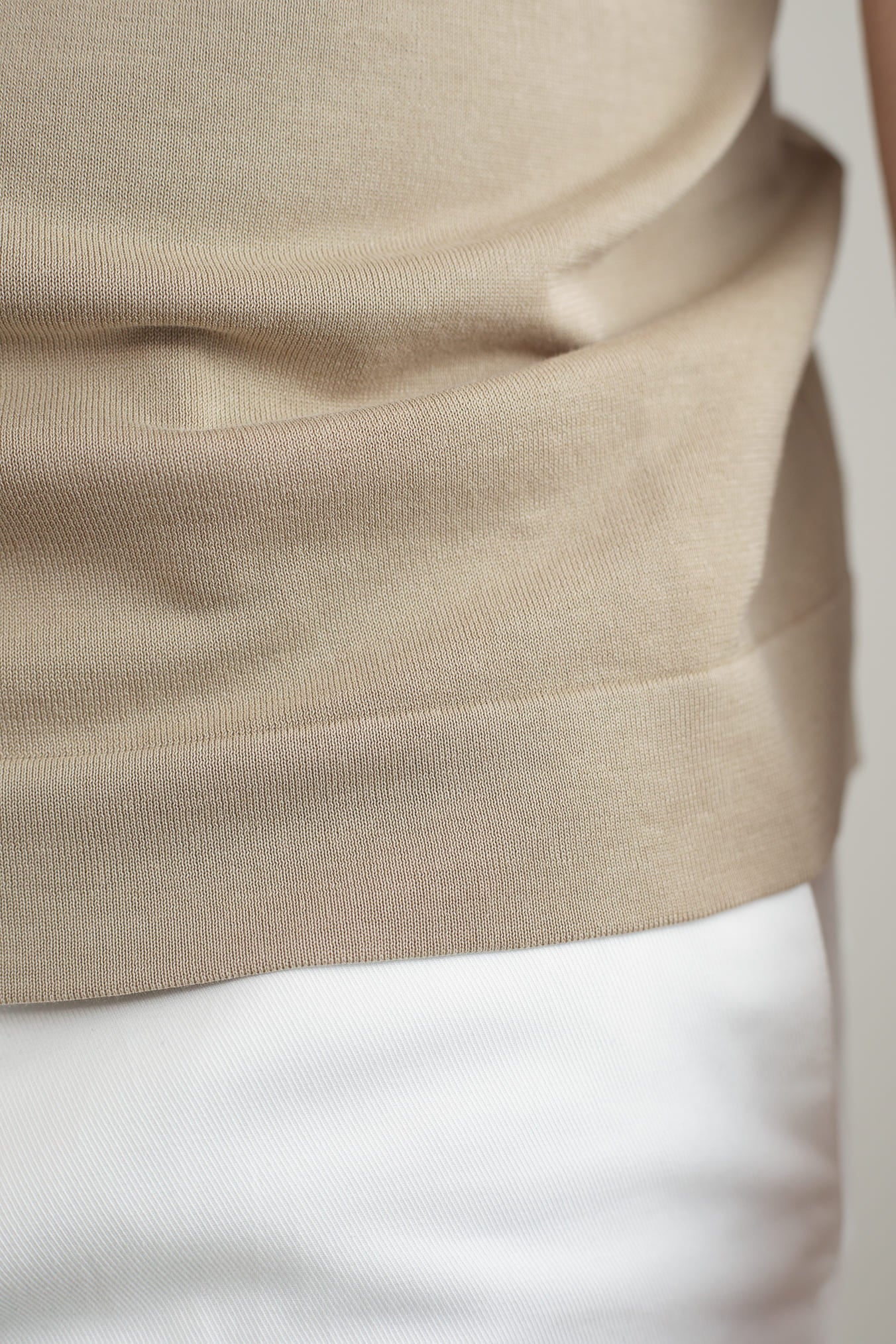 Frosted Beige Cotton Short Sleeve Polo