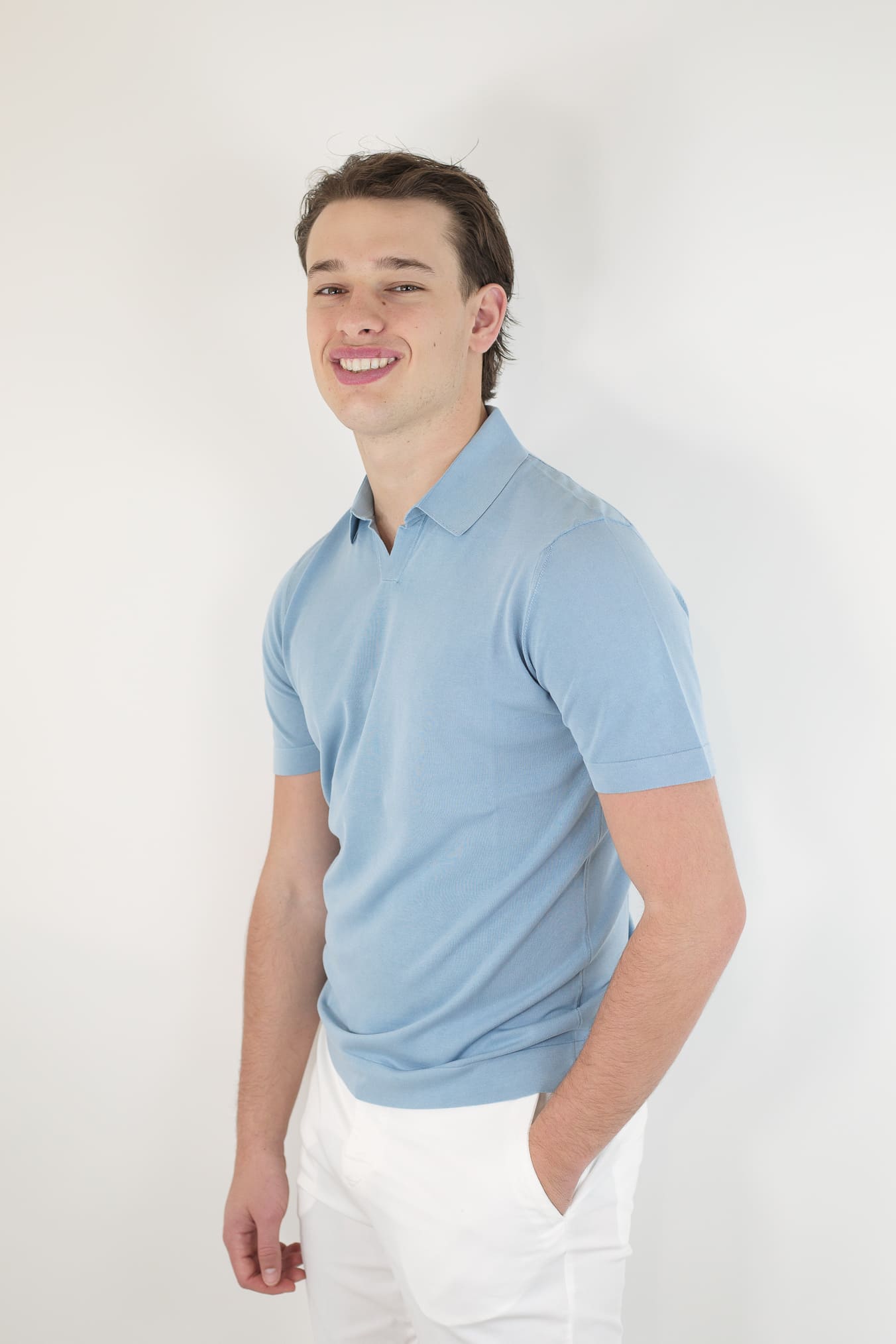 Polo Short Sleeve Cotton Frosted Light Blue