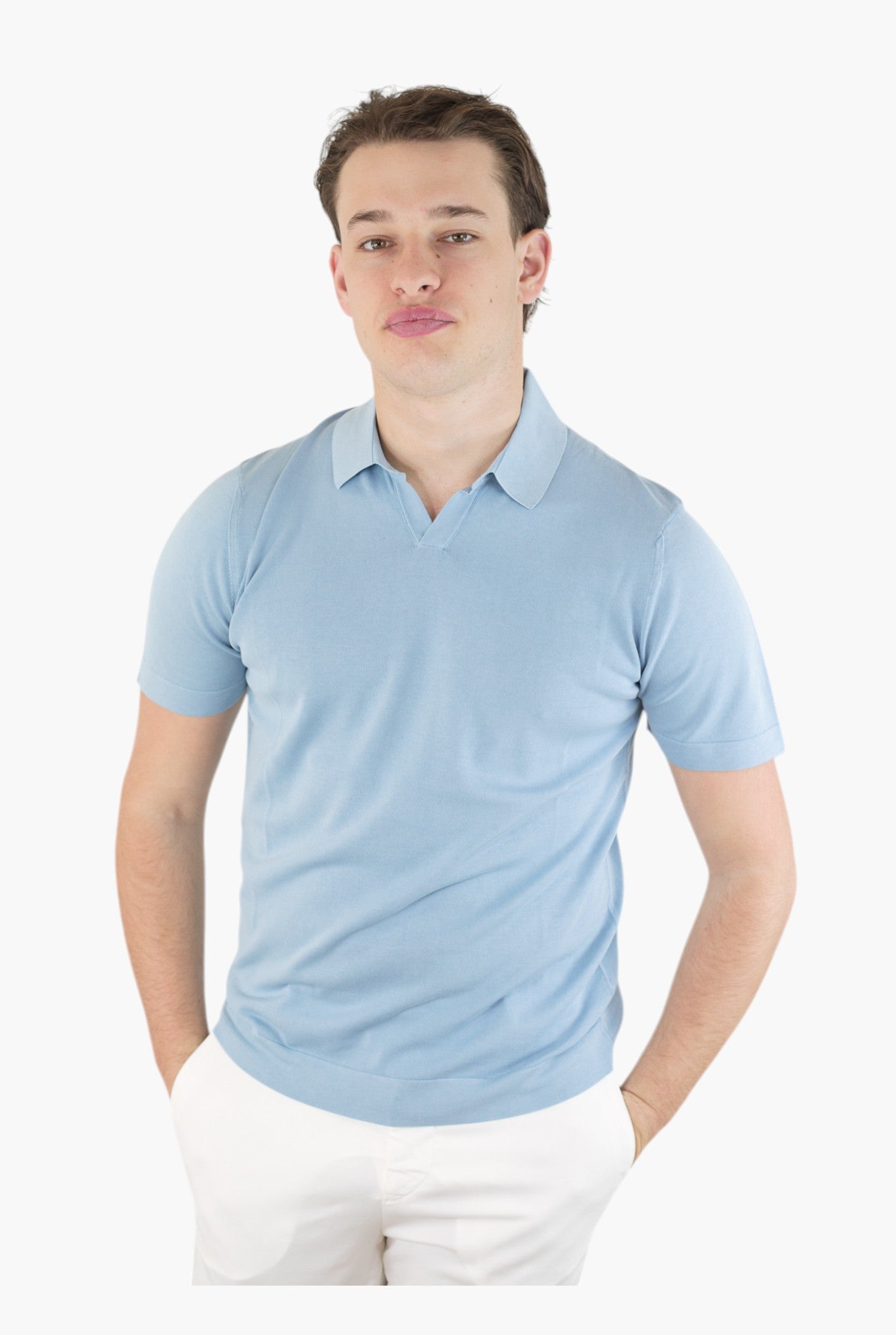 Polo Short Sleeve Cotton Frosted Light Blue