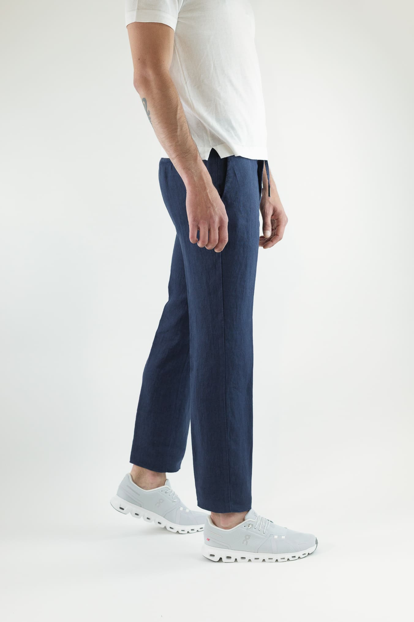 GUARINO Pantaloni Coulisse Lino Blu