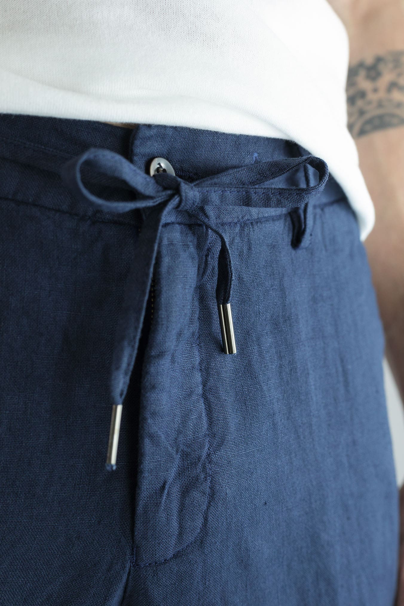 GUARINO Pantaloni Coulisse Lino Blu