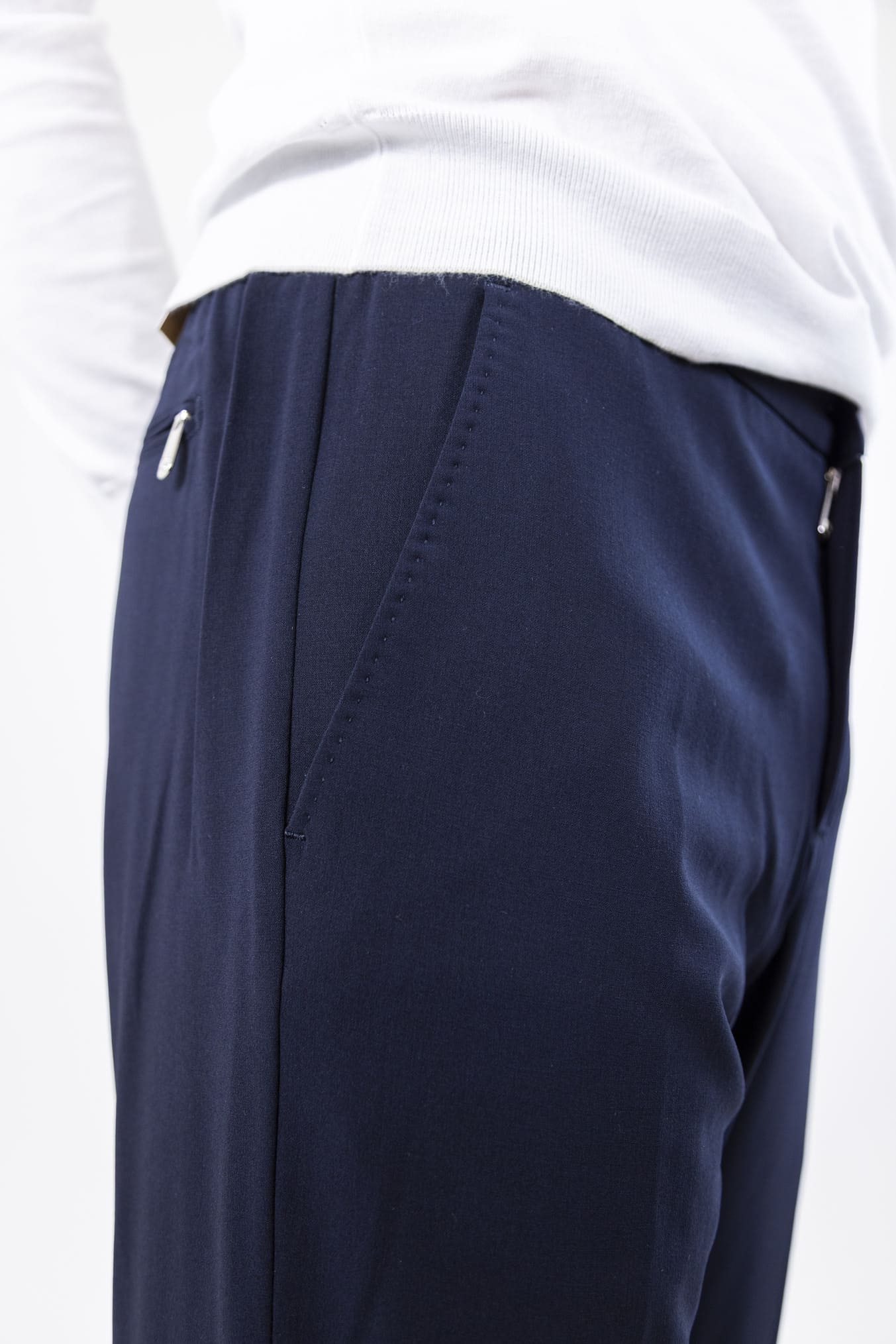 PESCAROLO Pantaloni con Coulisse mod. Caracciolo Lana Super 160's Blu Scuro