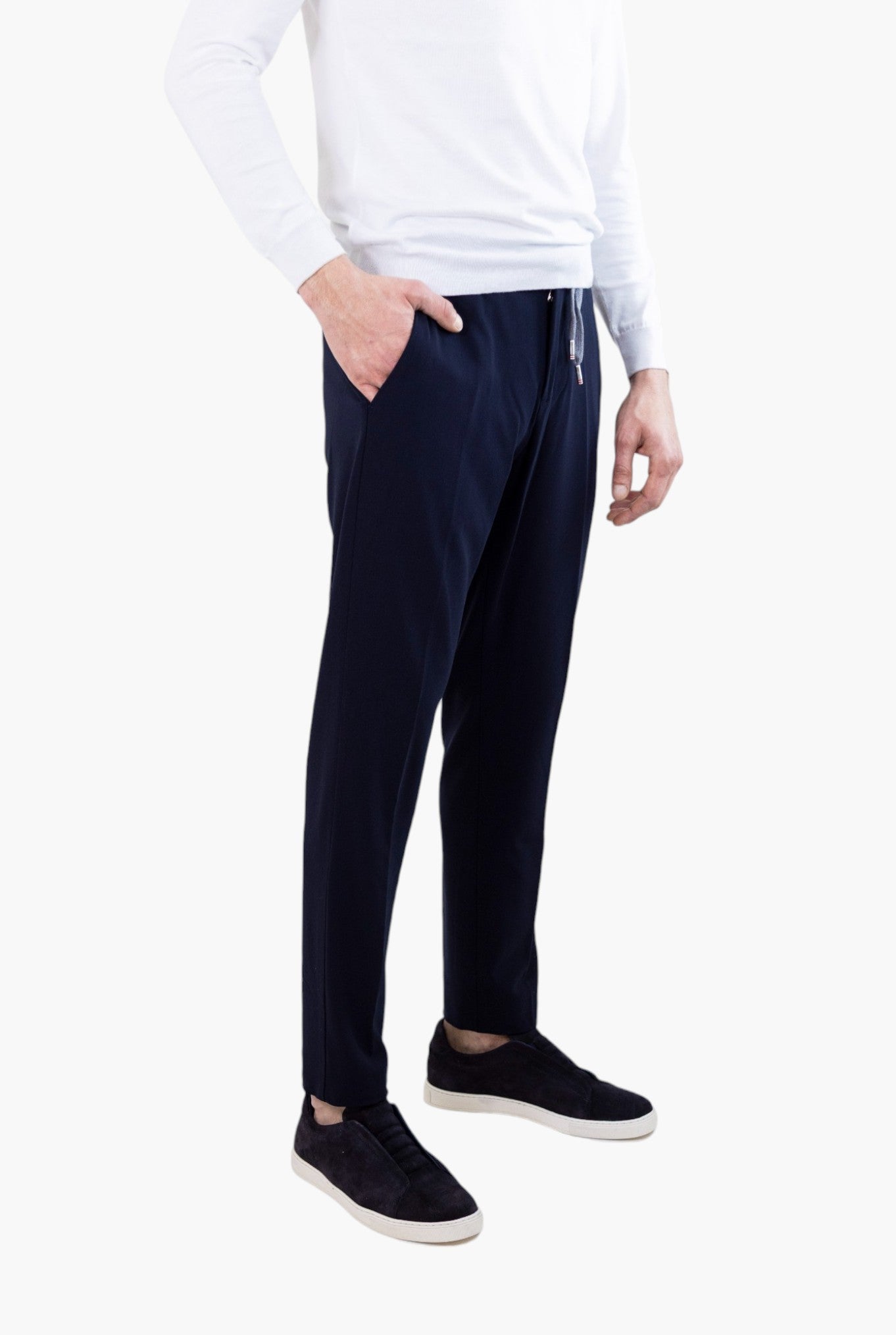 PESCAROLO Pantaloni con Coulisse mod. Caracciolo Lana Super 160's Blu Scuro