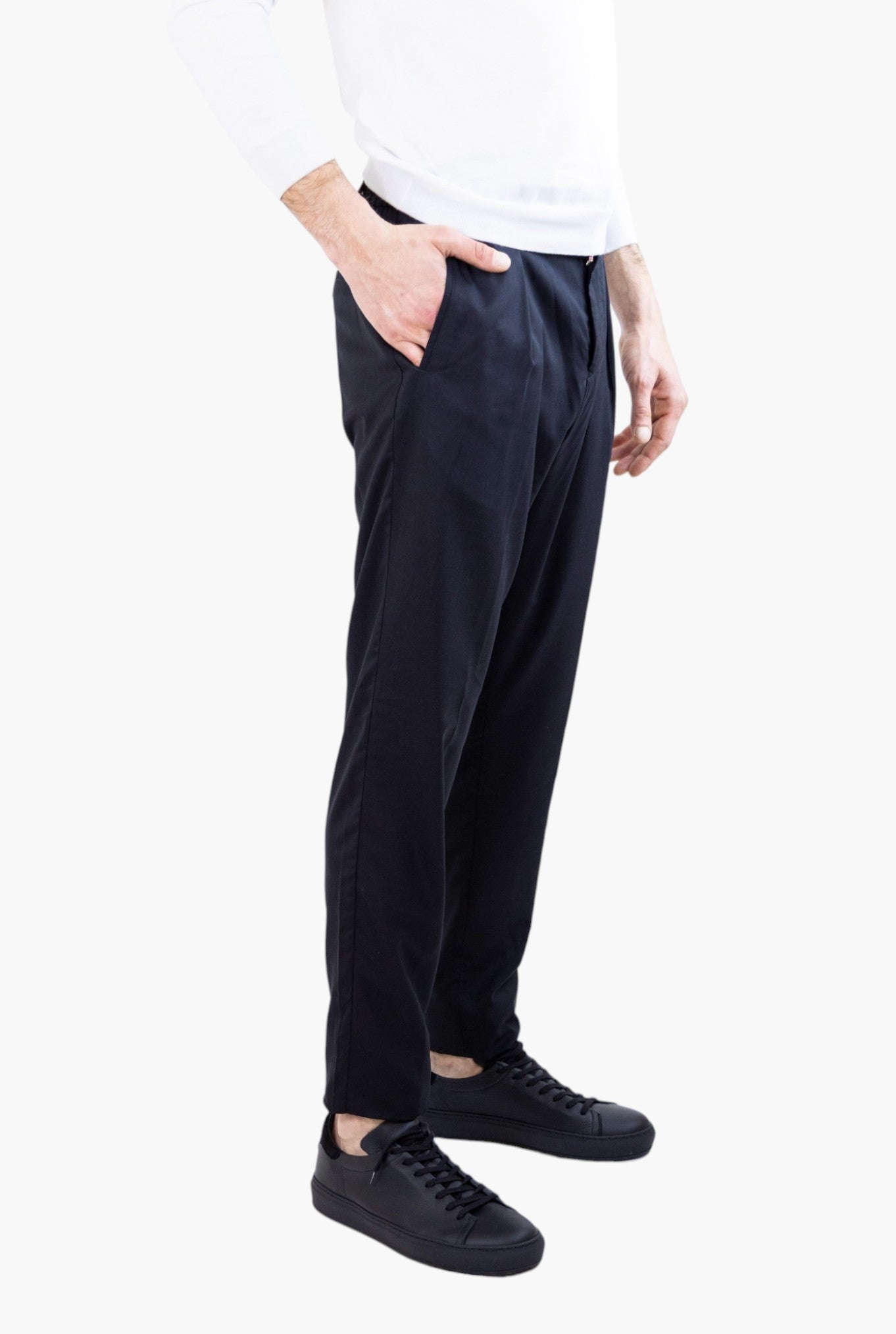 PESCAROLO Pantaloni mod.Chiaia con Pinces Superlight Lana e Seta Nero