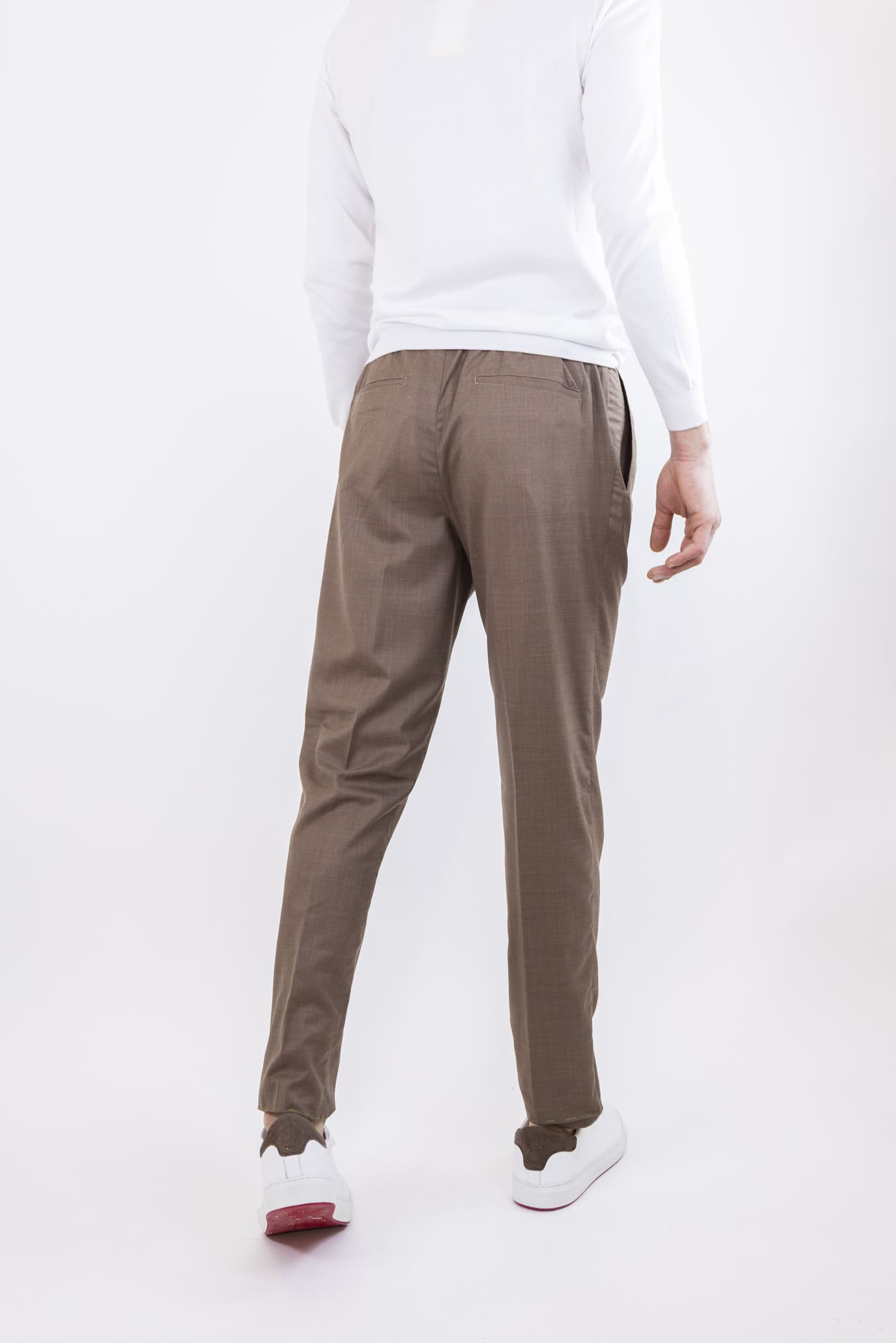 PESCAROLO Pantaloni mod.Chiaia con Pinces Superlight Lana e Seta Marrone