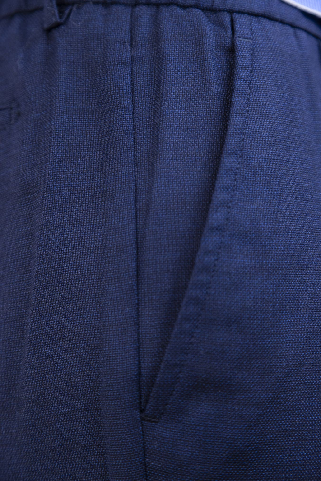 Super 160's Blue Wool Drawstring Trousers