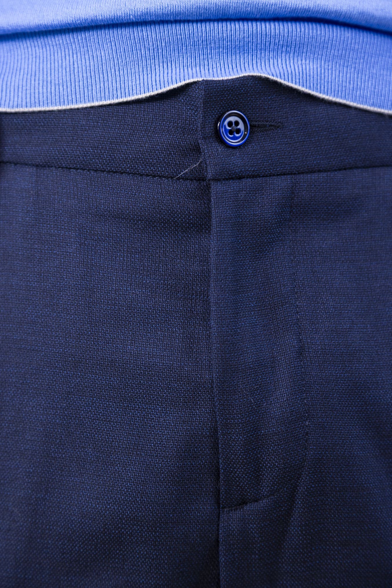 Super 160's Blue Wool Drawstring Trousers