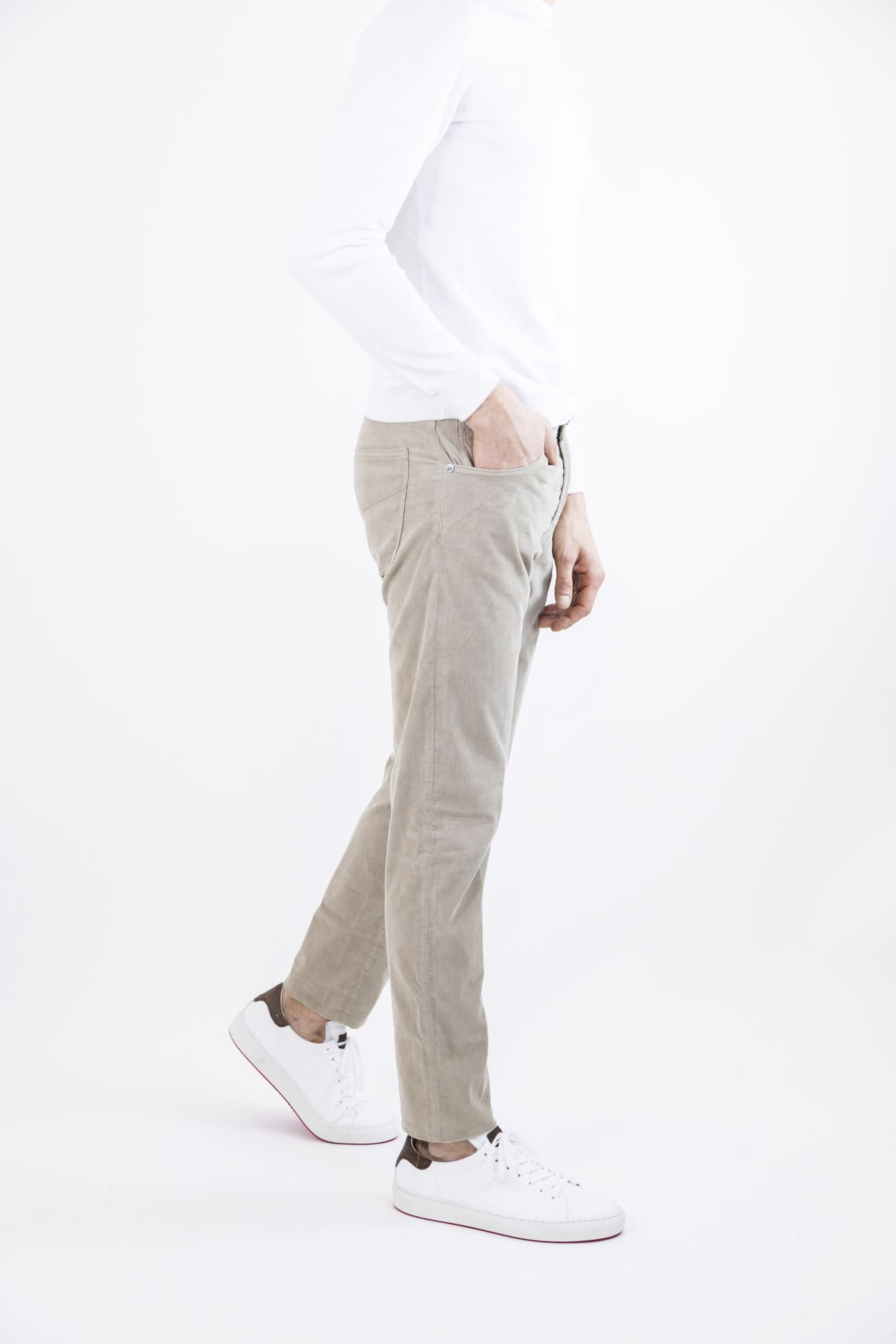 PESCAROLO Pantaloni Velluto Millerighe Superlight 5 Tasche Beige