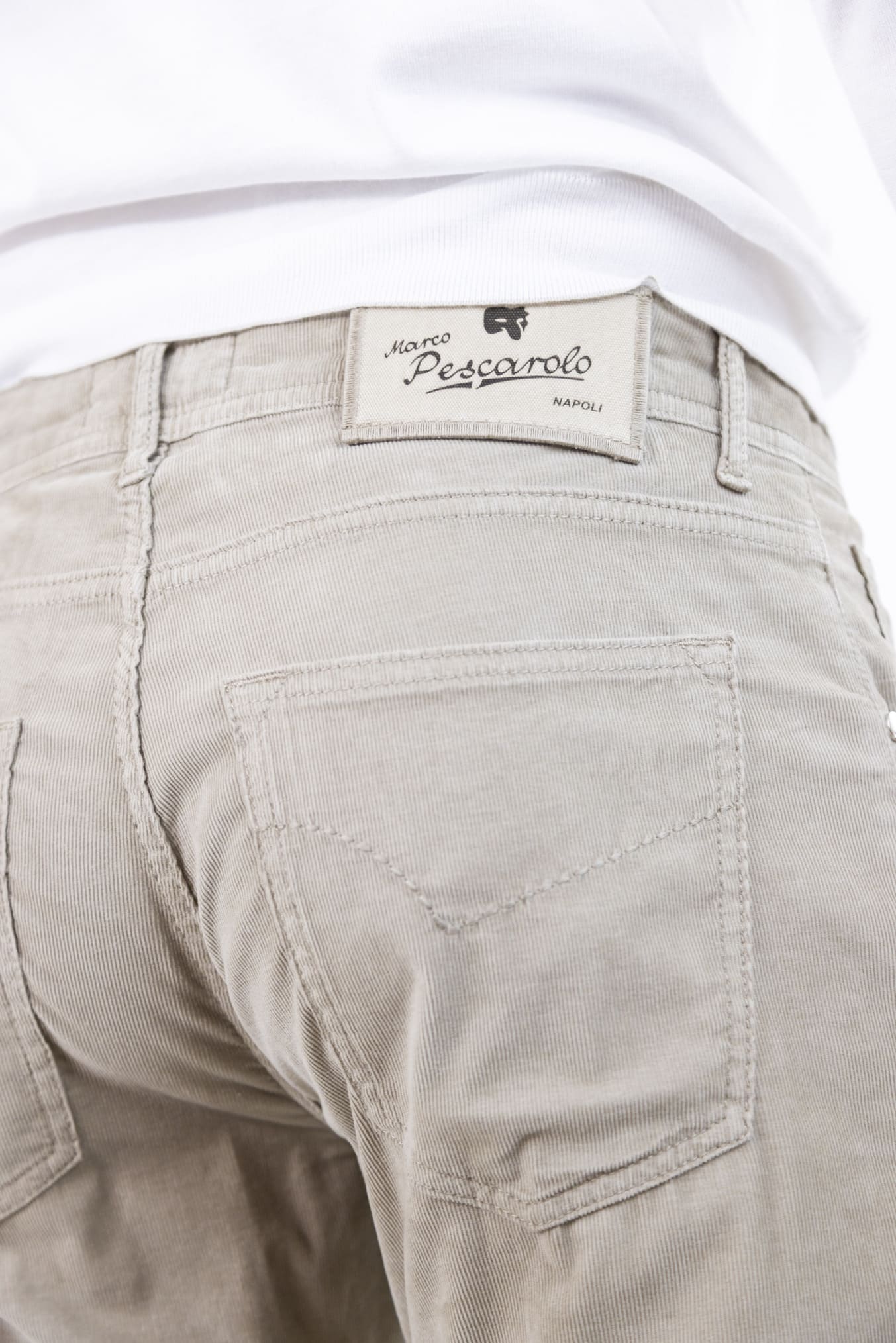 PESCAROLO Pantaloni Velluto Millerighe Superlight 5 Tasche Beige