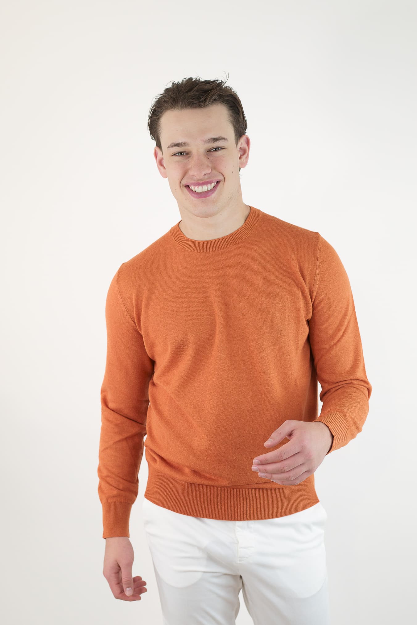 Orange Silk and Cashmere Crewneck