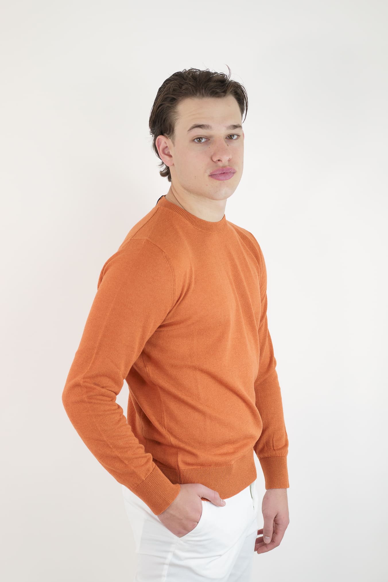 Orange Silk and Cashmere Crewneck