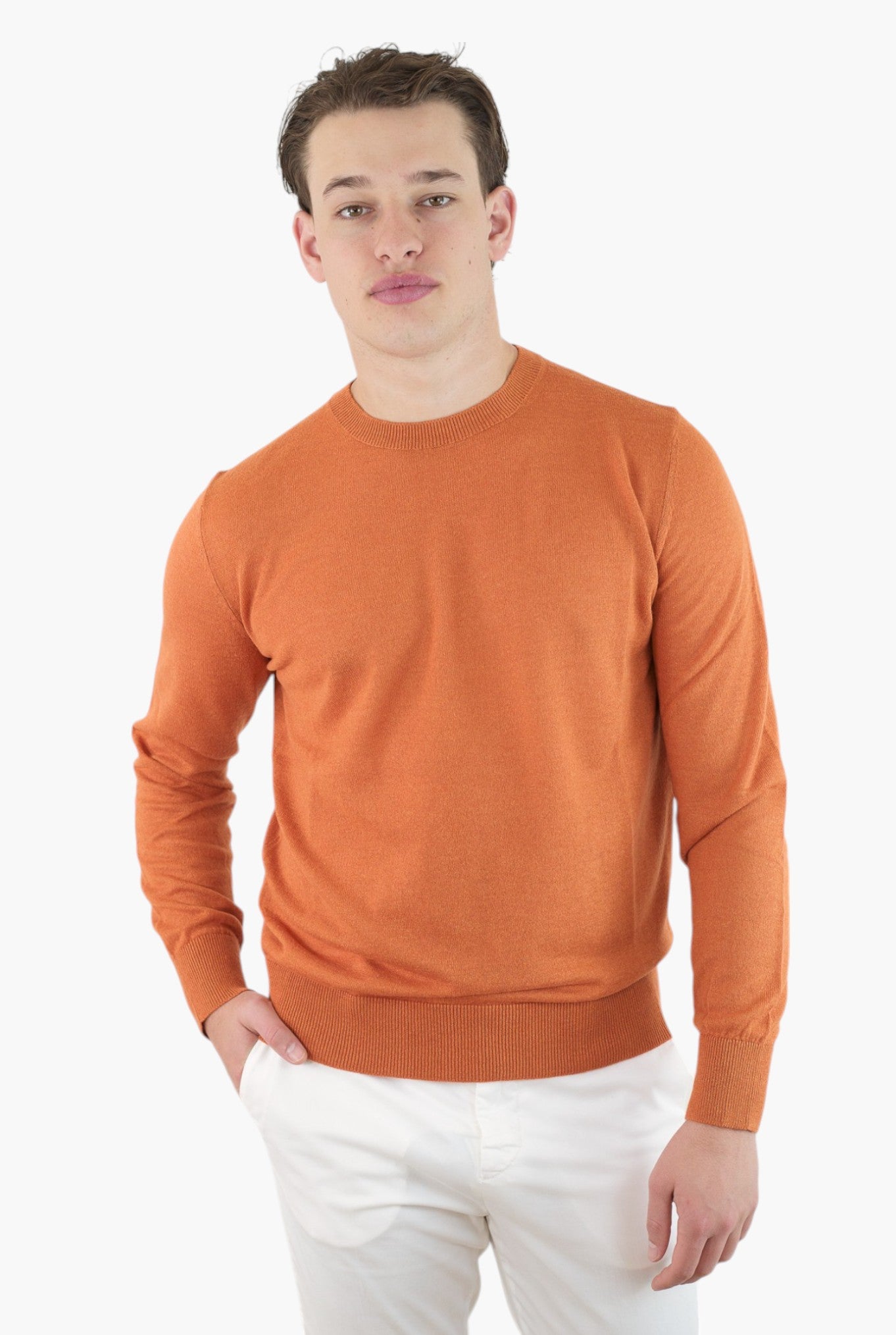 Orange Silk and Cashmere Crewneck