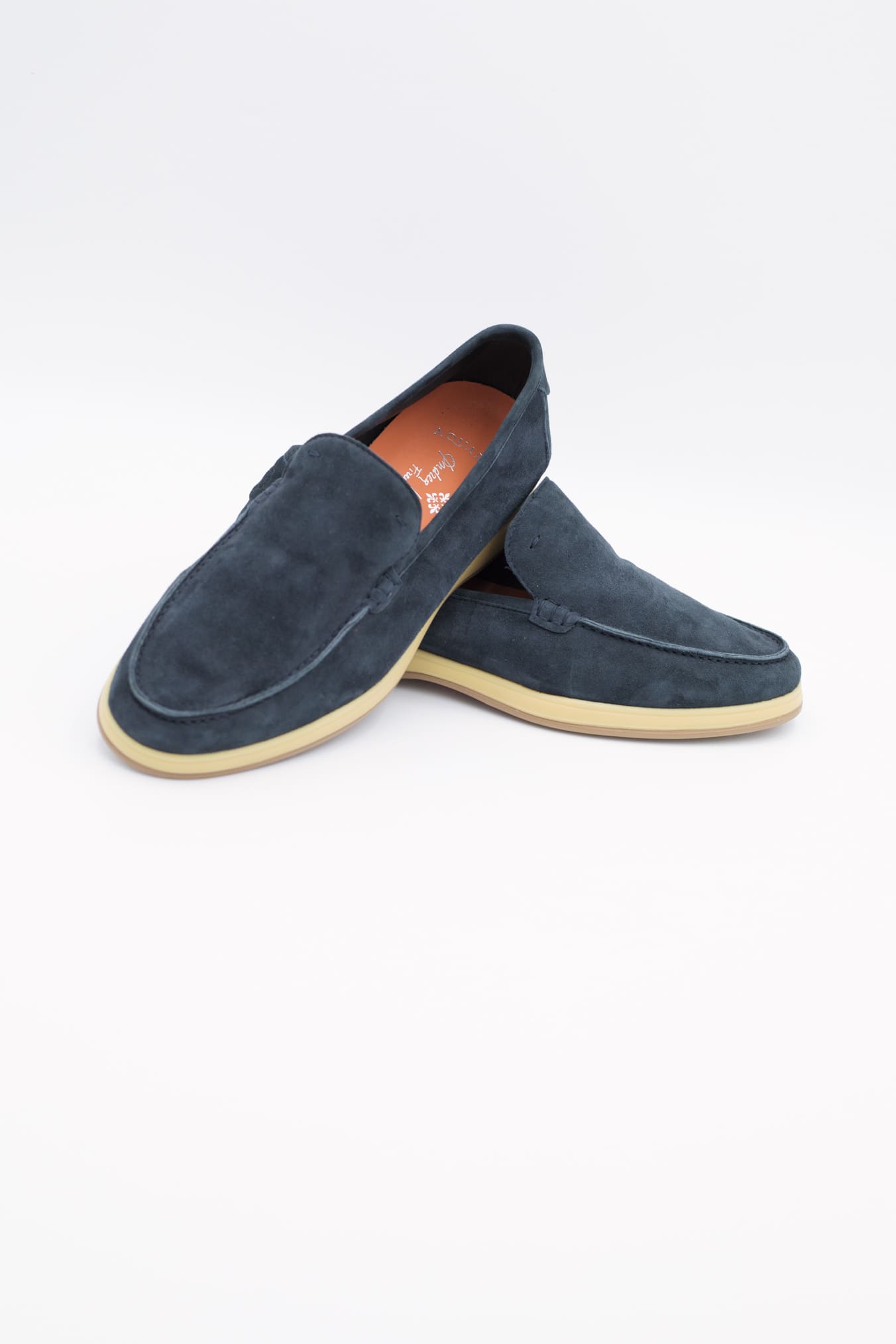 ANDREA VENTURA Mocassini Sfoderati in Suede Blu