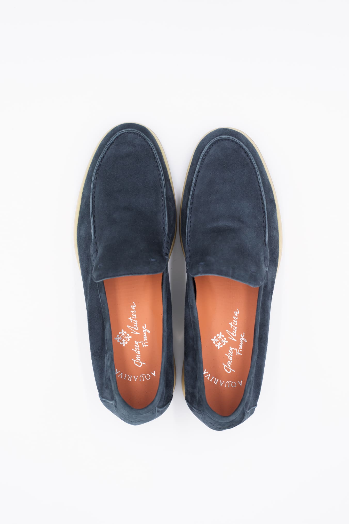 ANDREA VENTURA Mocassini Sfoderati in Suede Blu