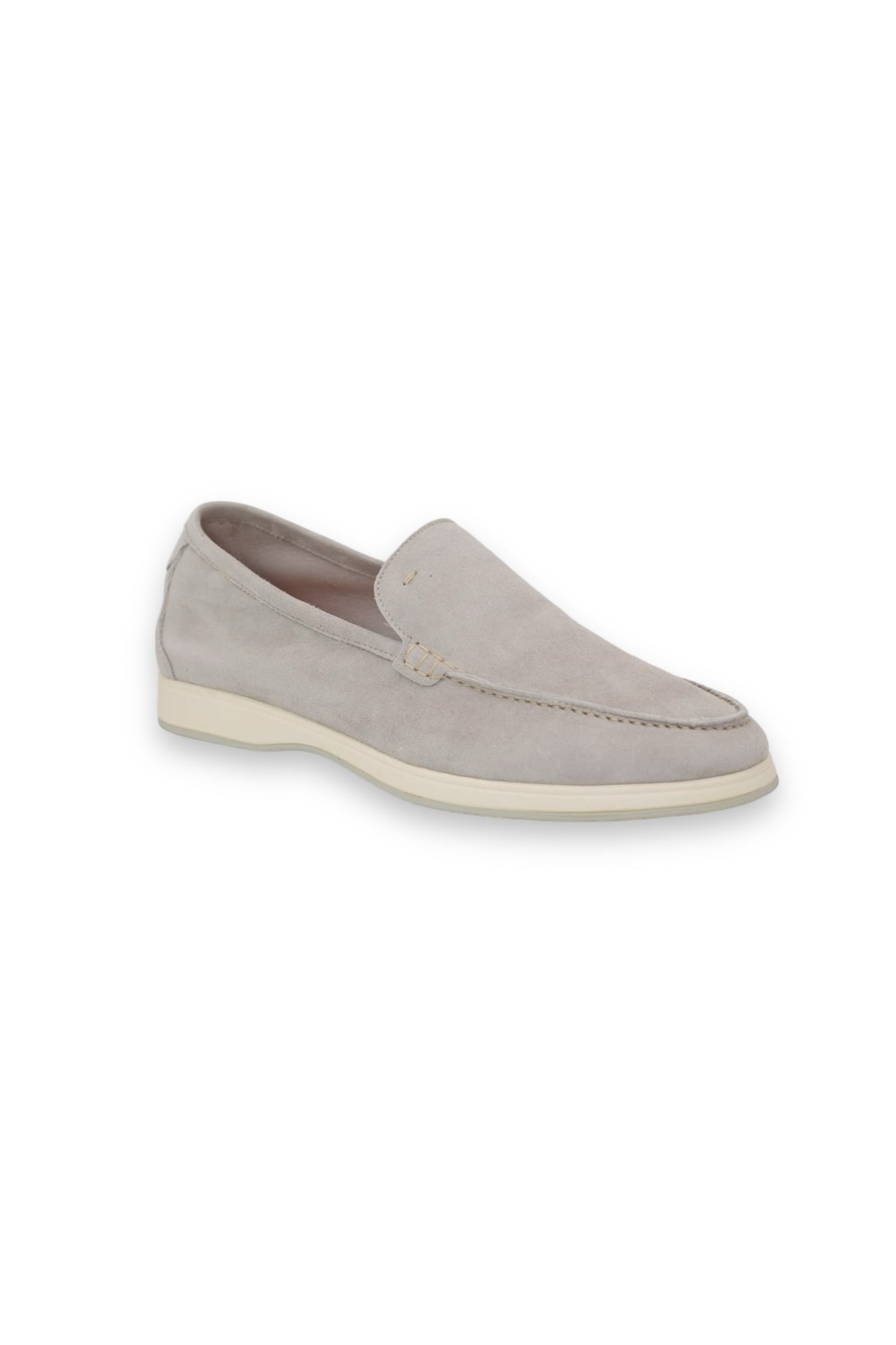 ANDREA VENTURA Mocassini Sfoderati in Suede Gesso