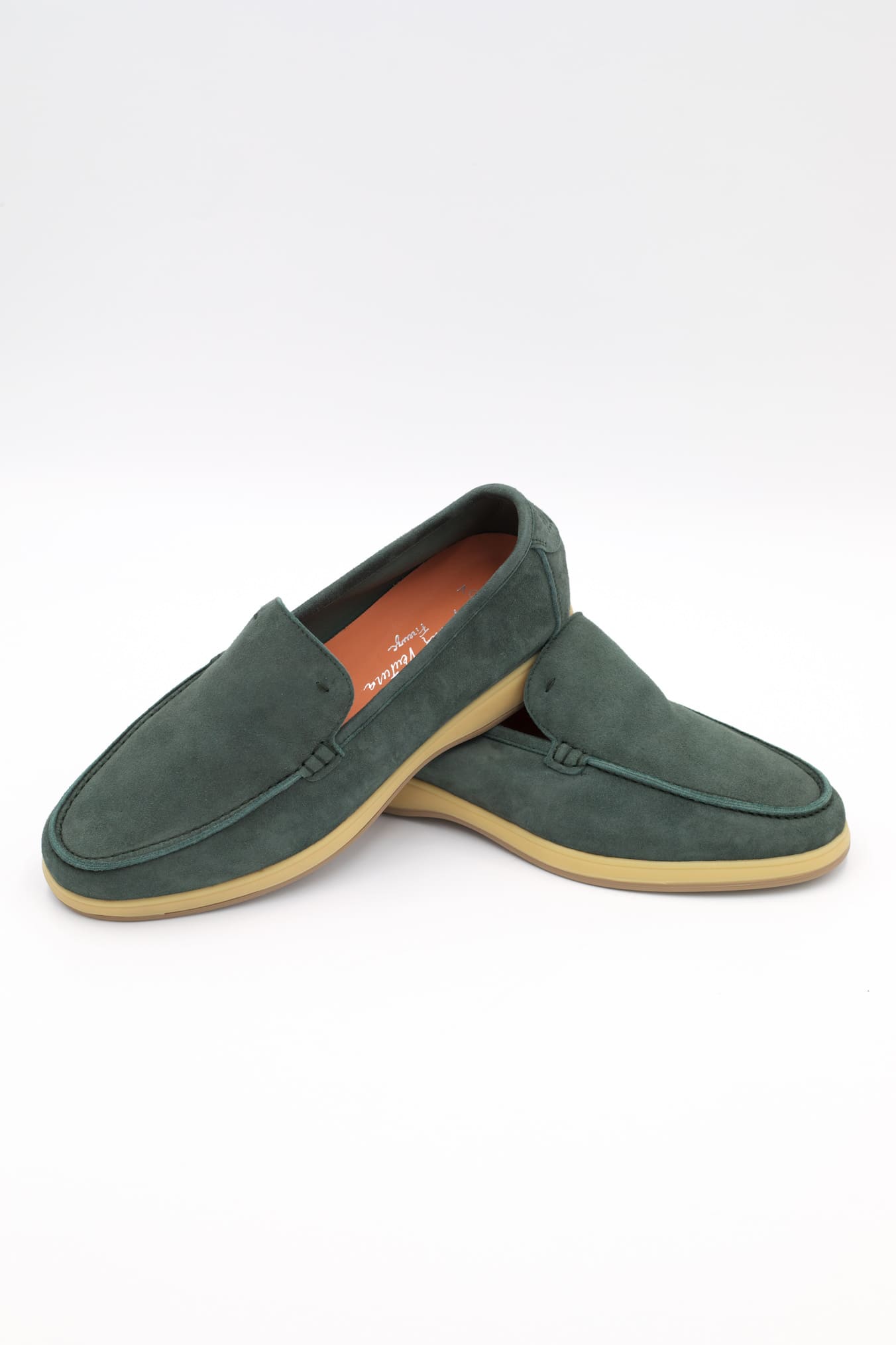 ANDREA VENTURA Mocassini Sfoderati in Suede Verde
