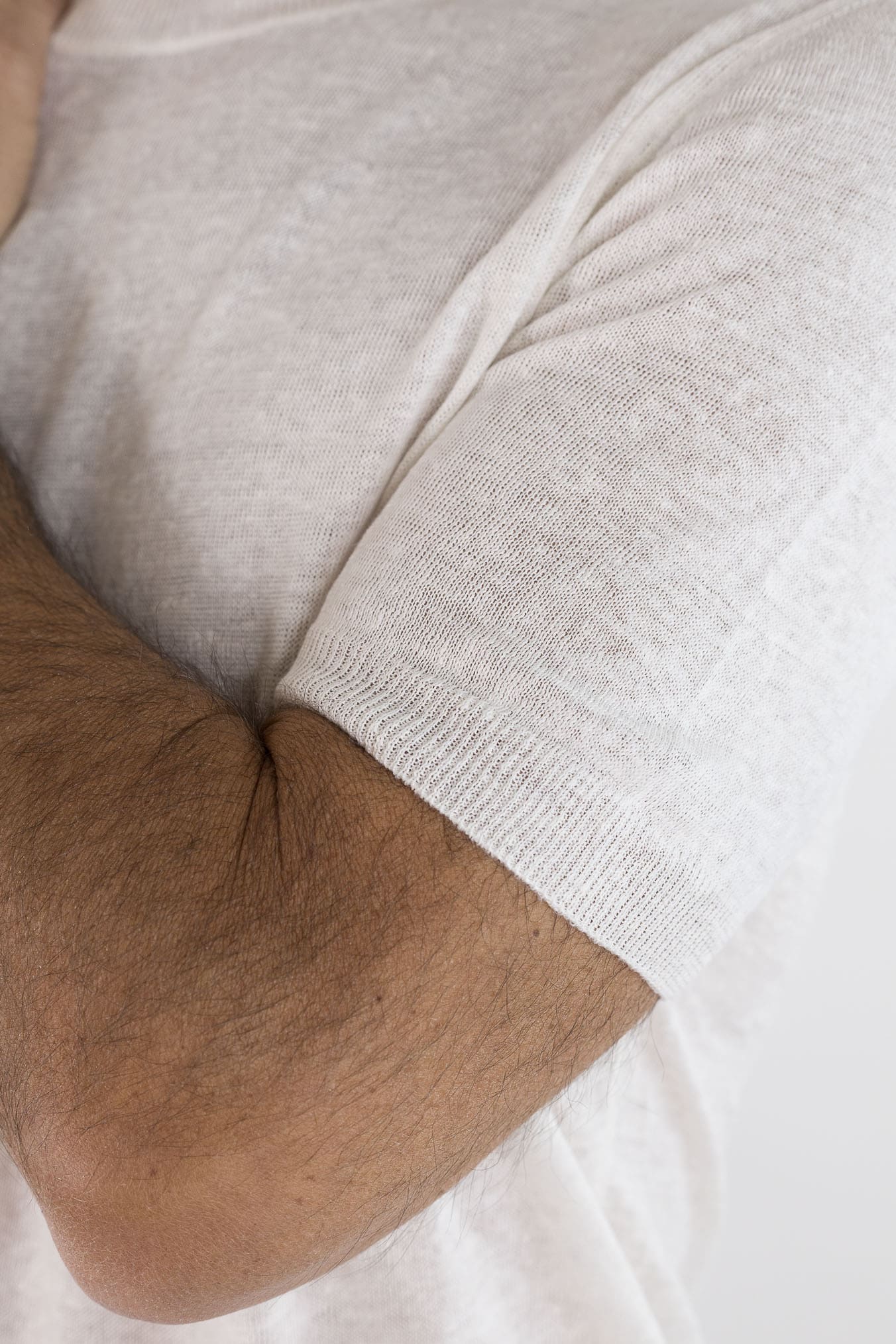 BARBA Girocollo Lino Maniche Corte Bianco Mélange