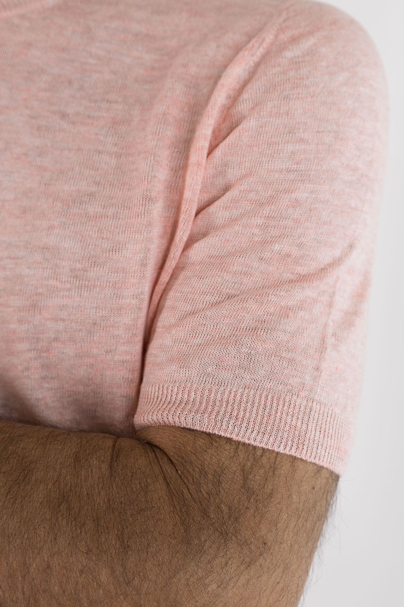 BARBA Girocollo Lino Maniche Corte Rosa Mélange