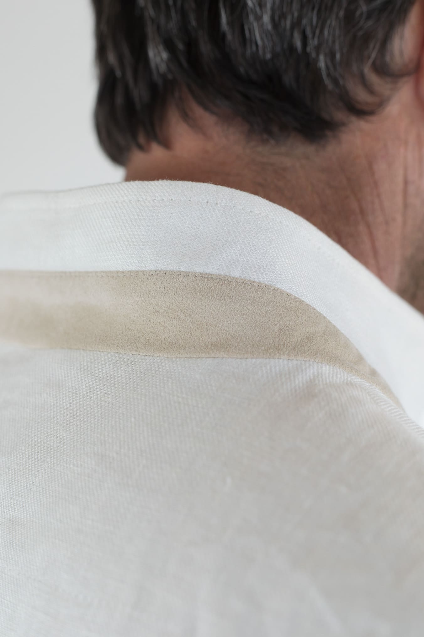 BARBA Gilet in Lino Bianco