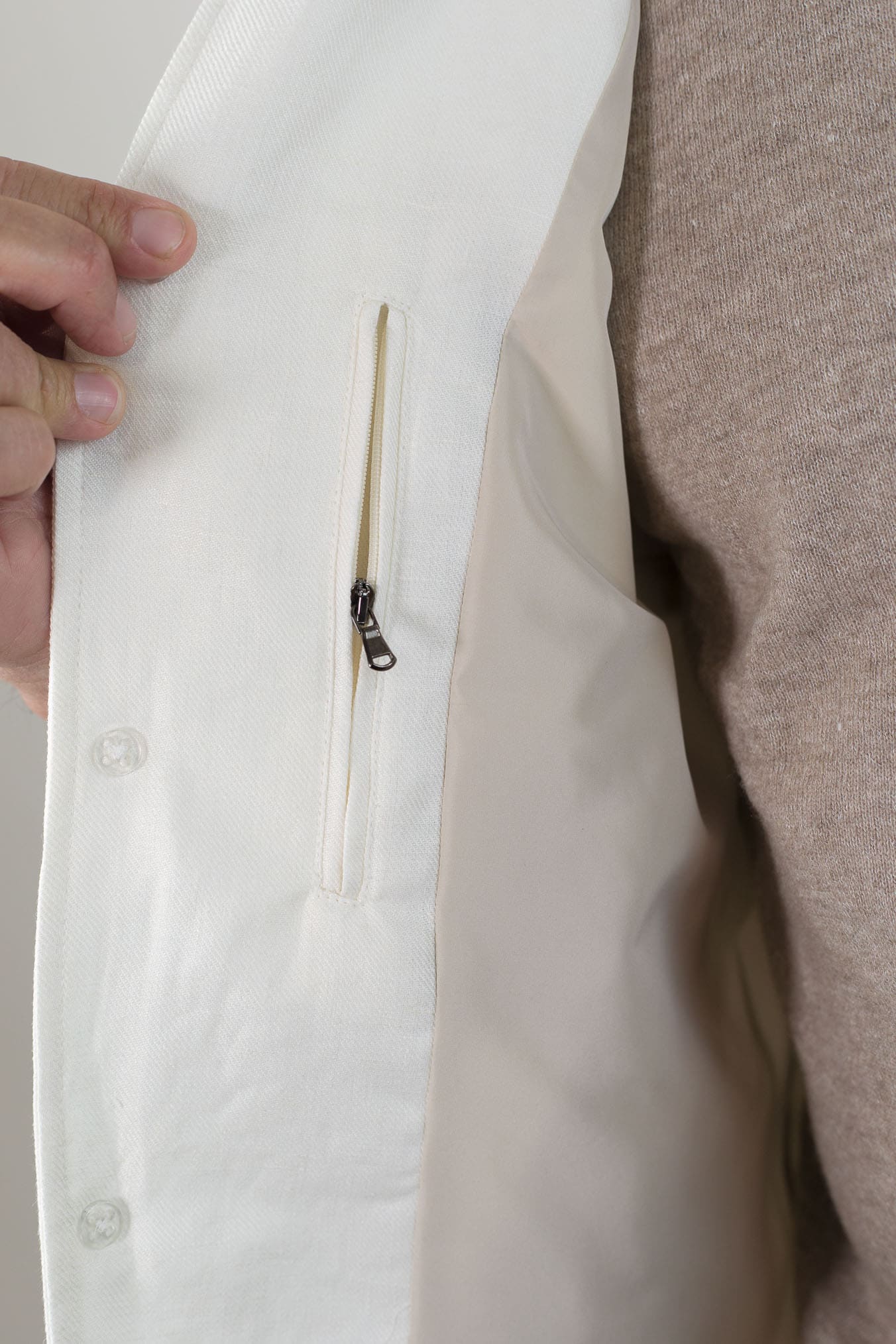 BARBA Gilet in Lino Bianco