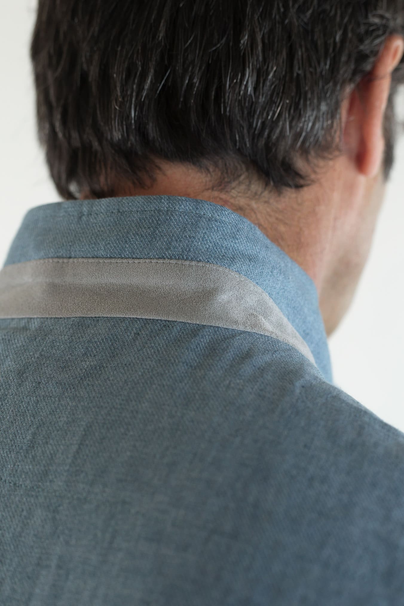 BARBA Gilet in Lino Azzurro