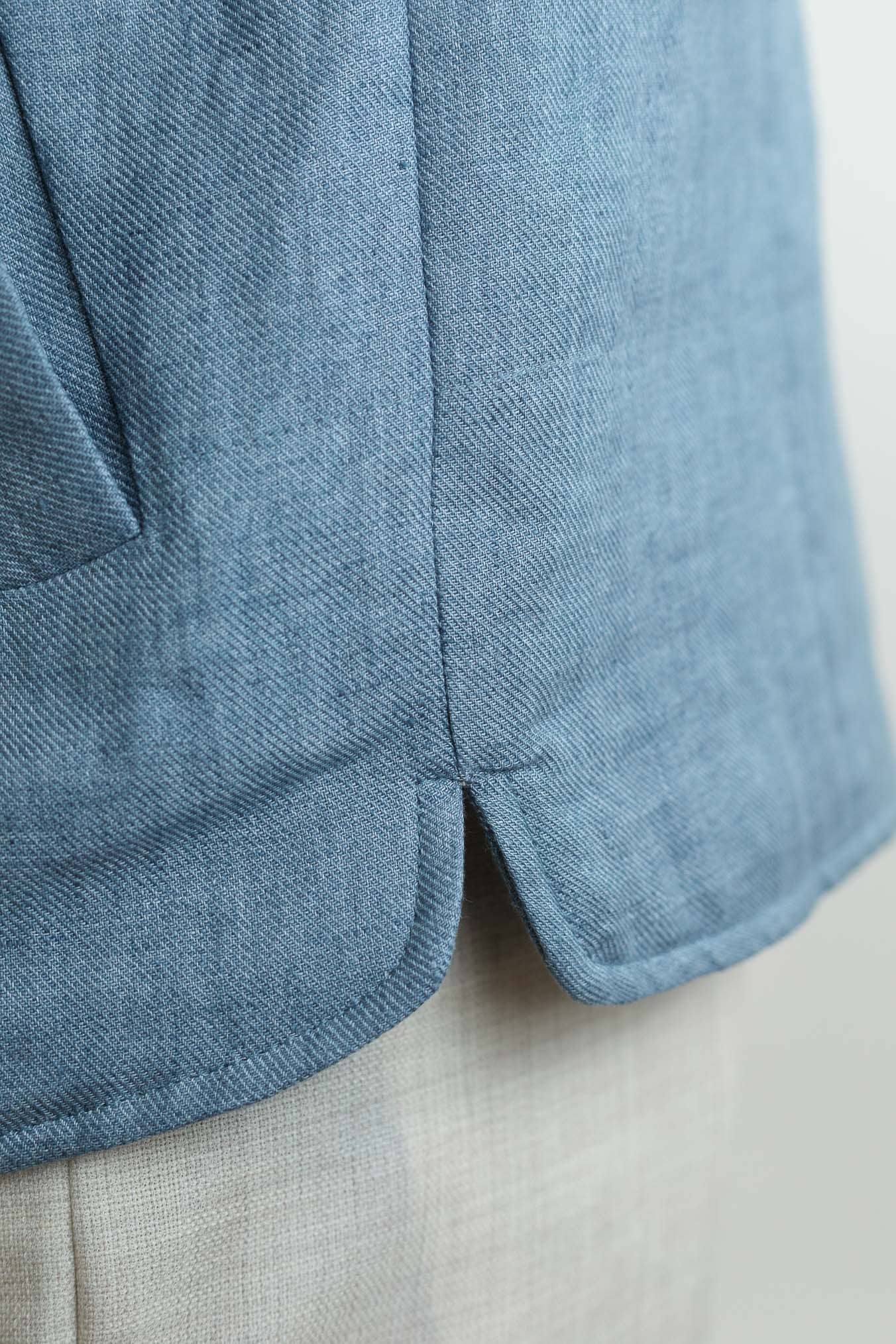 BARBA Gilet in Lino Azzurro