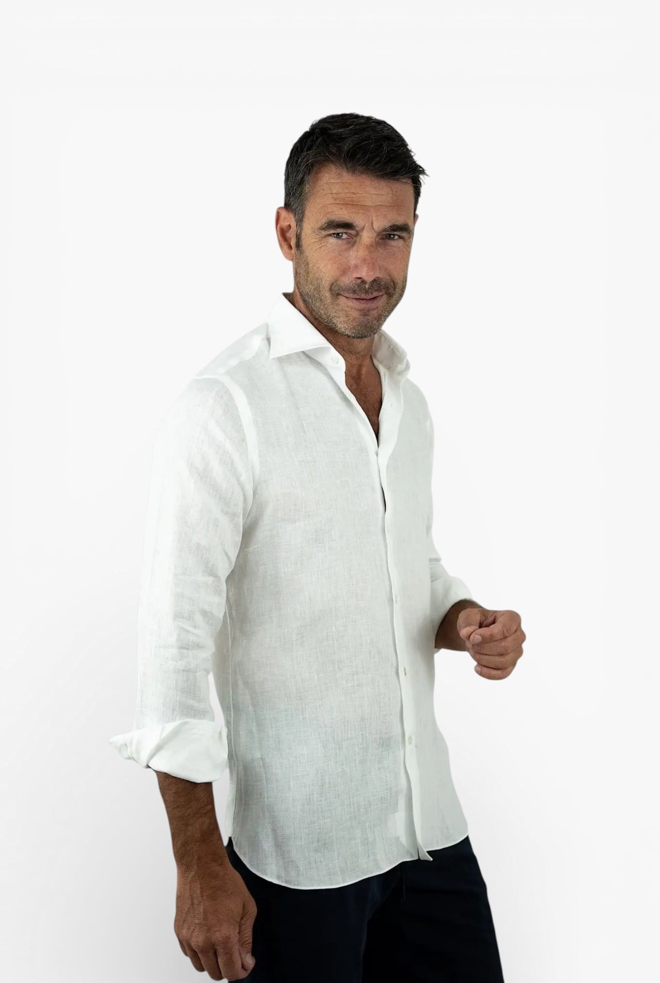 BORRIELLO Camicia "Marechiaro" Lino Bianco