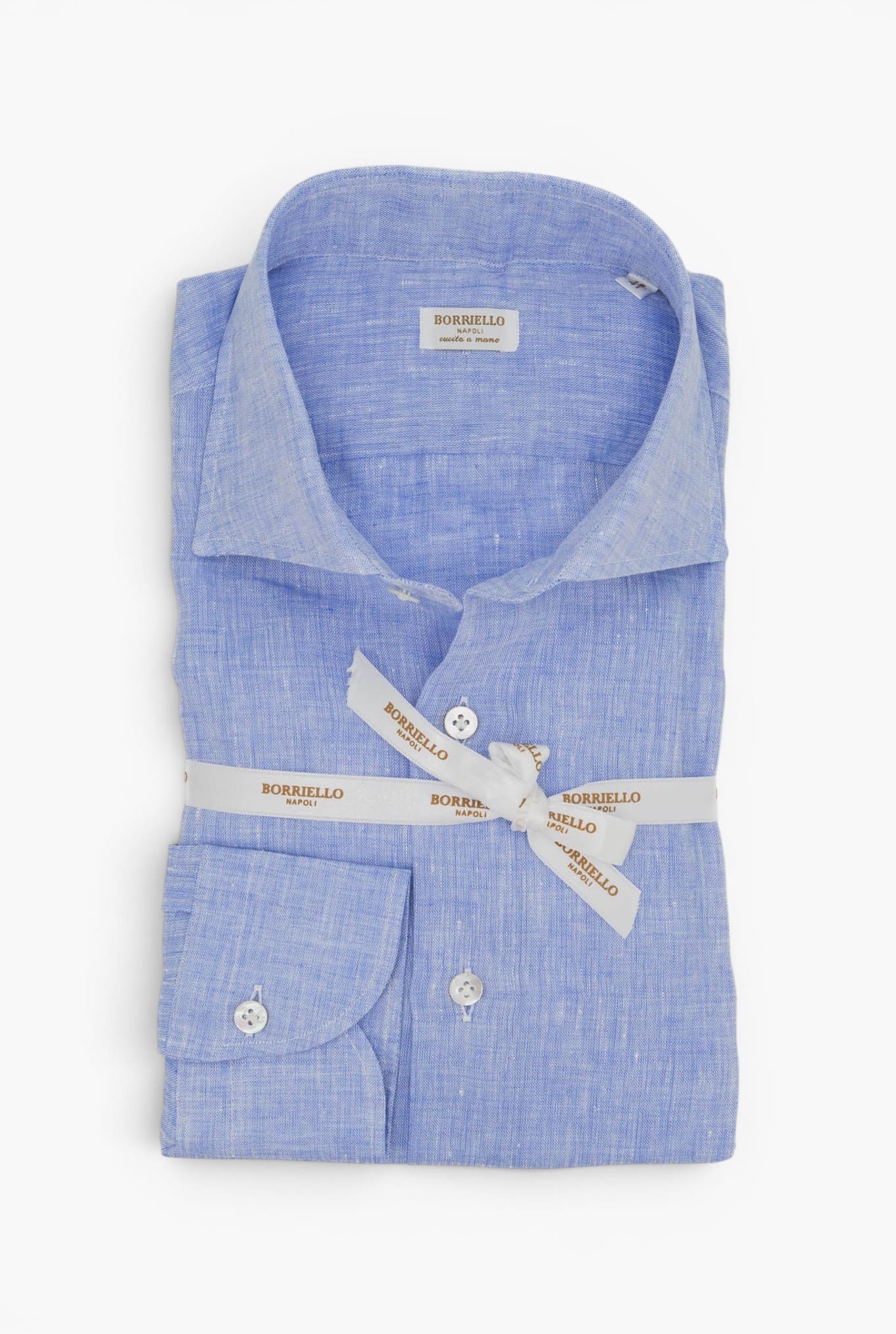 BORRIELLO Camicia "Marechiaro" Lino Azzurro