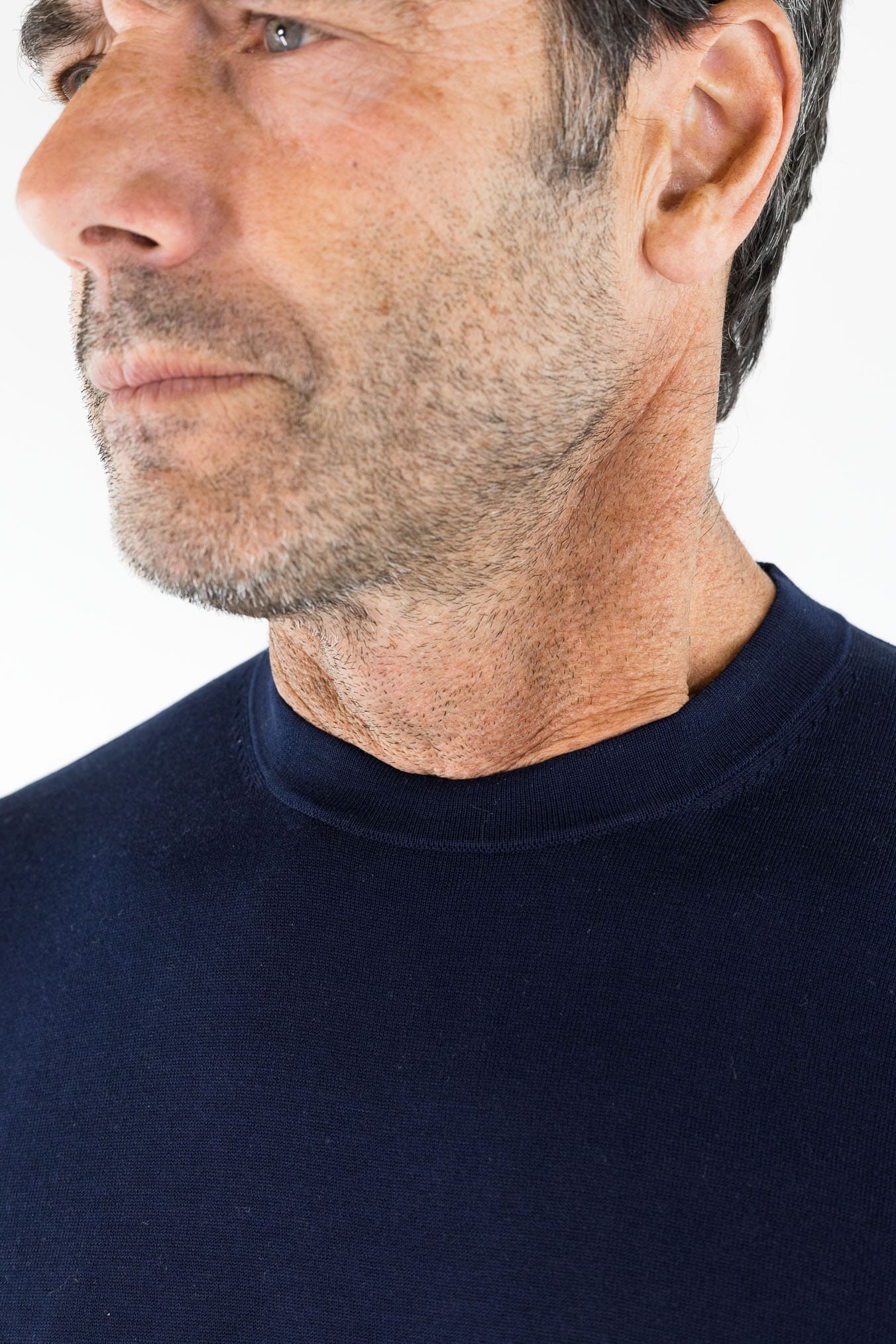 BRAMANI T-Shirt Cotone e Seta Blu Navy