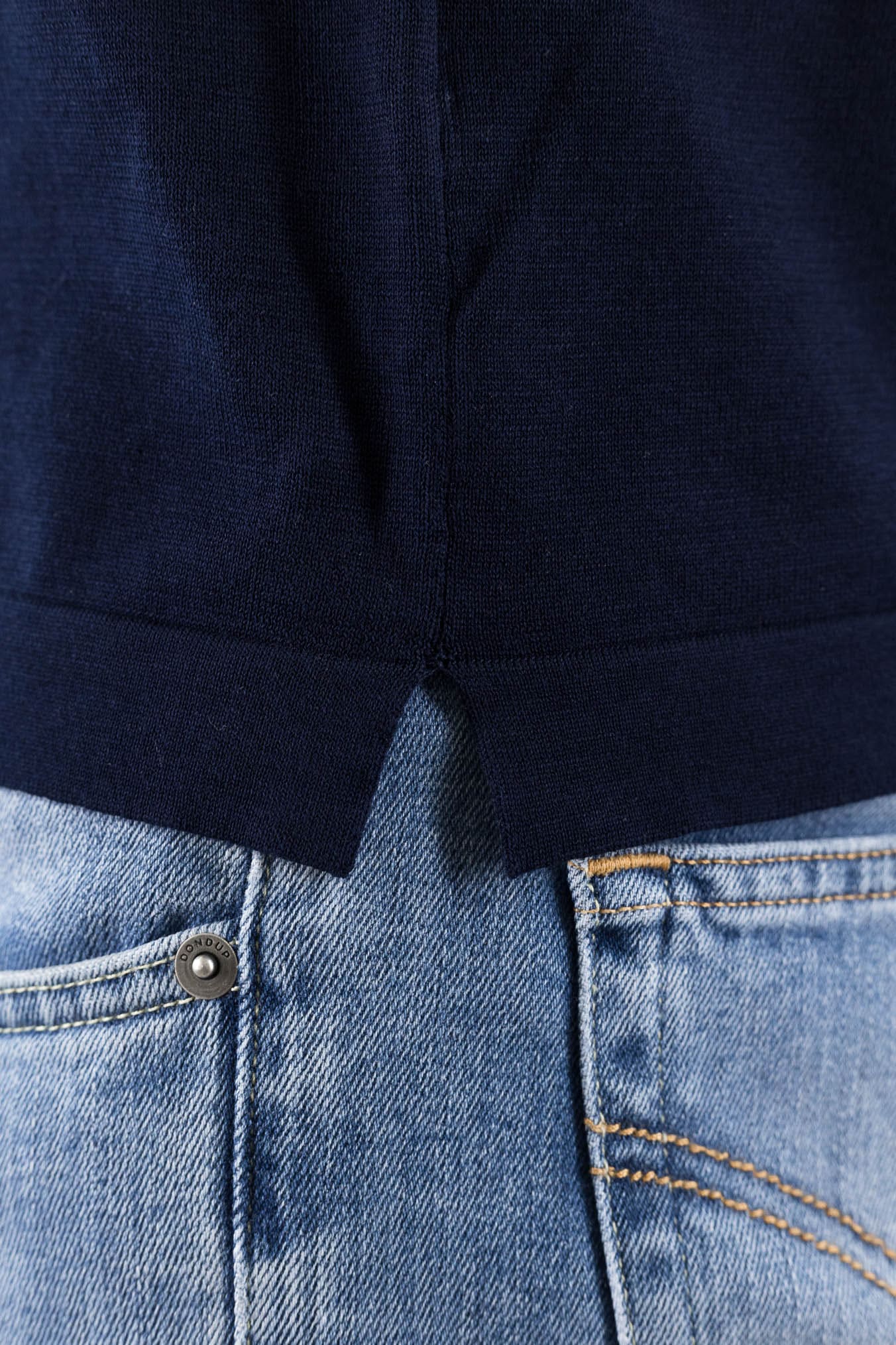 BRAMANI T-Shirt Cotone e Seta Blu Navy
