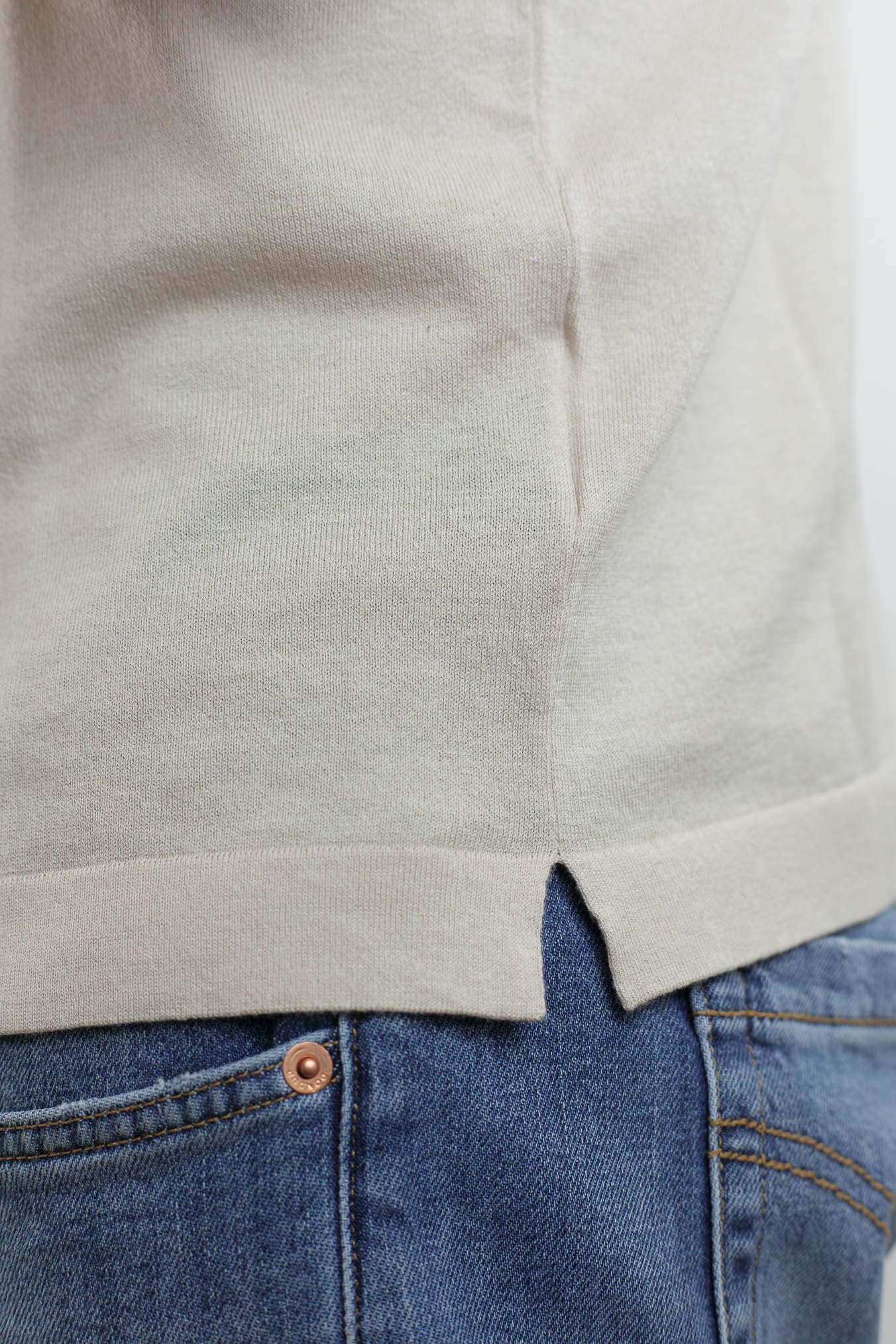 BRAMANI T-Shirt Cotone e Seta Beige