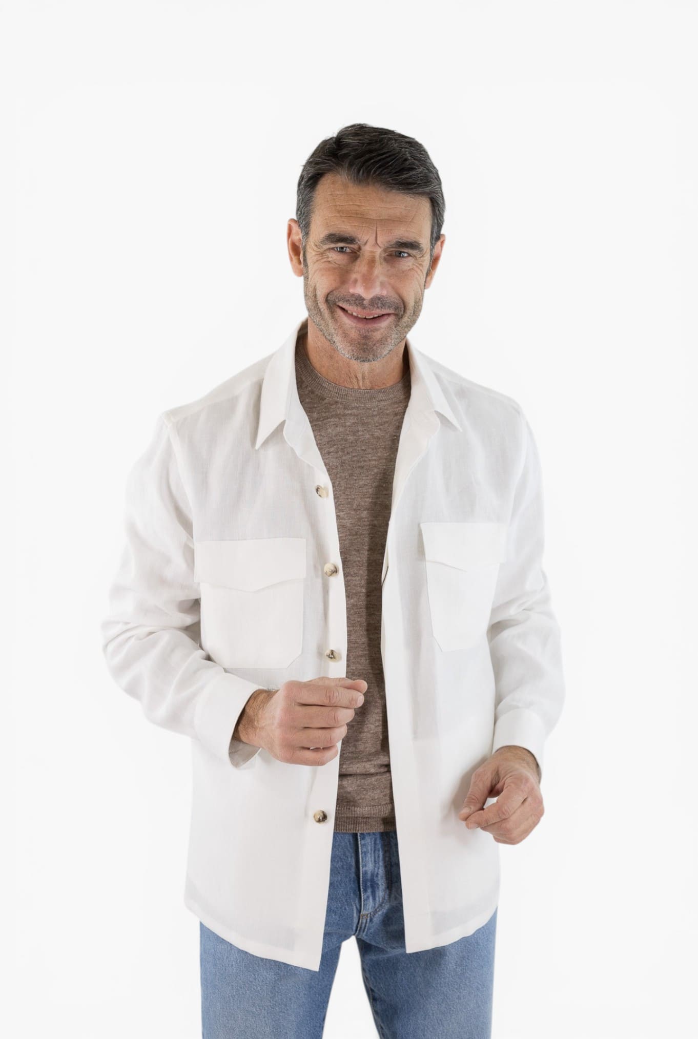 CANALI Overshirt Lino Bianco Canali