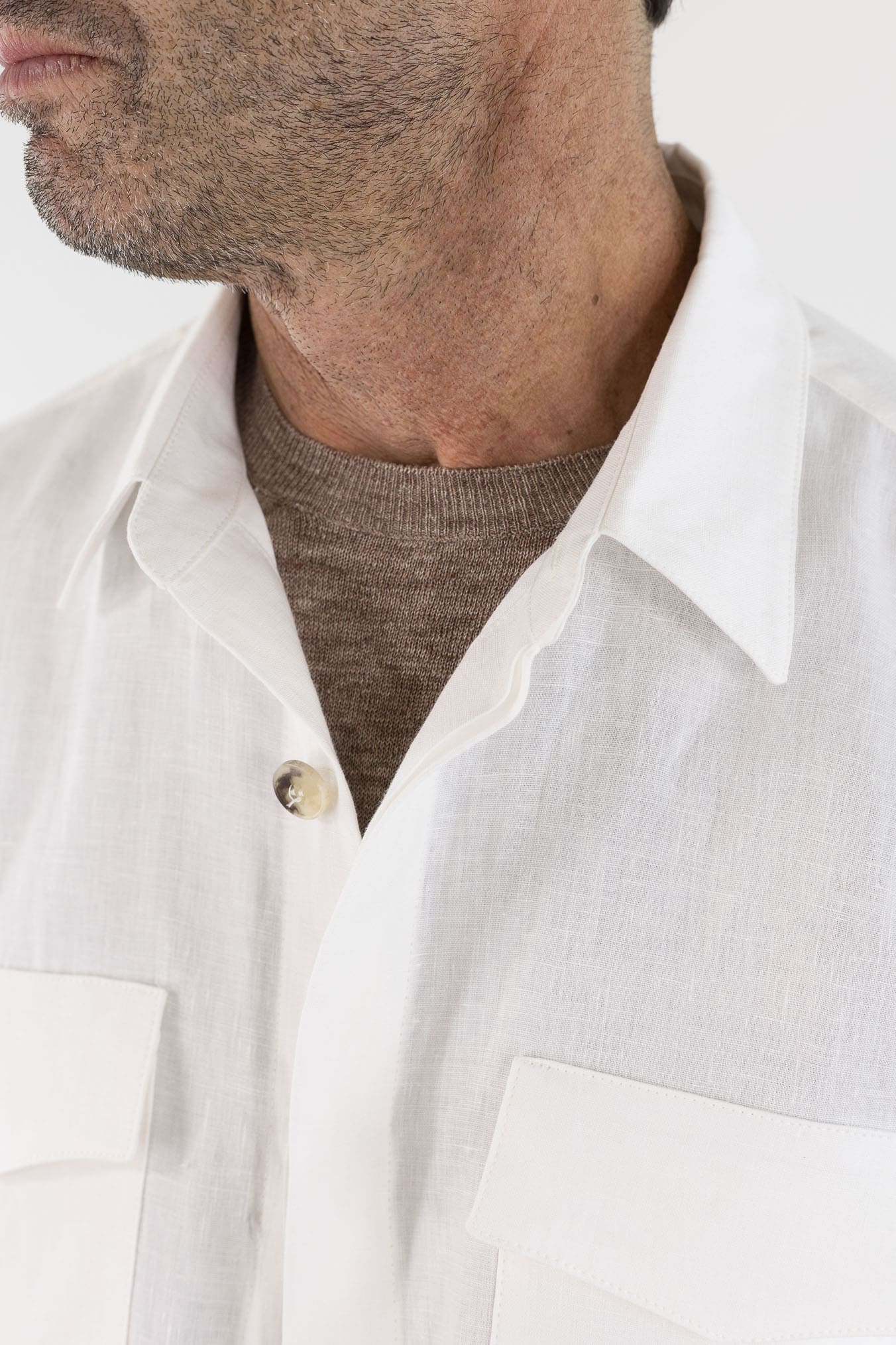 CANALI Overshirt Lino Bianco Canali