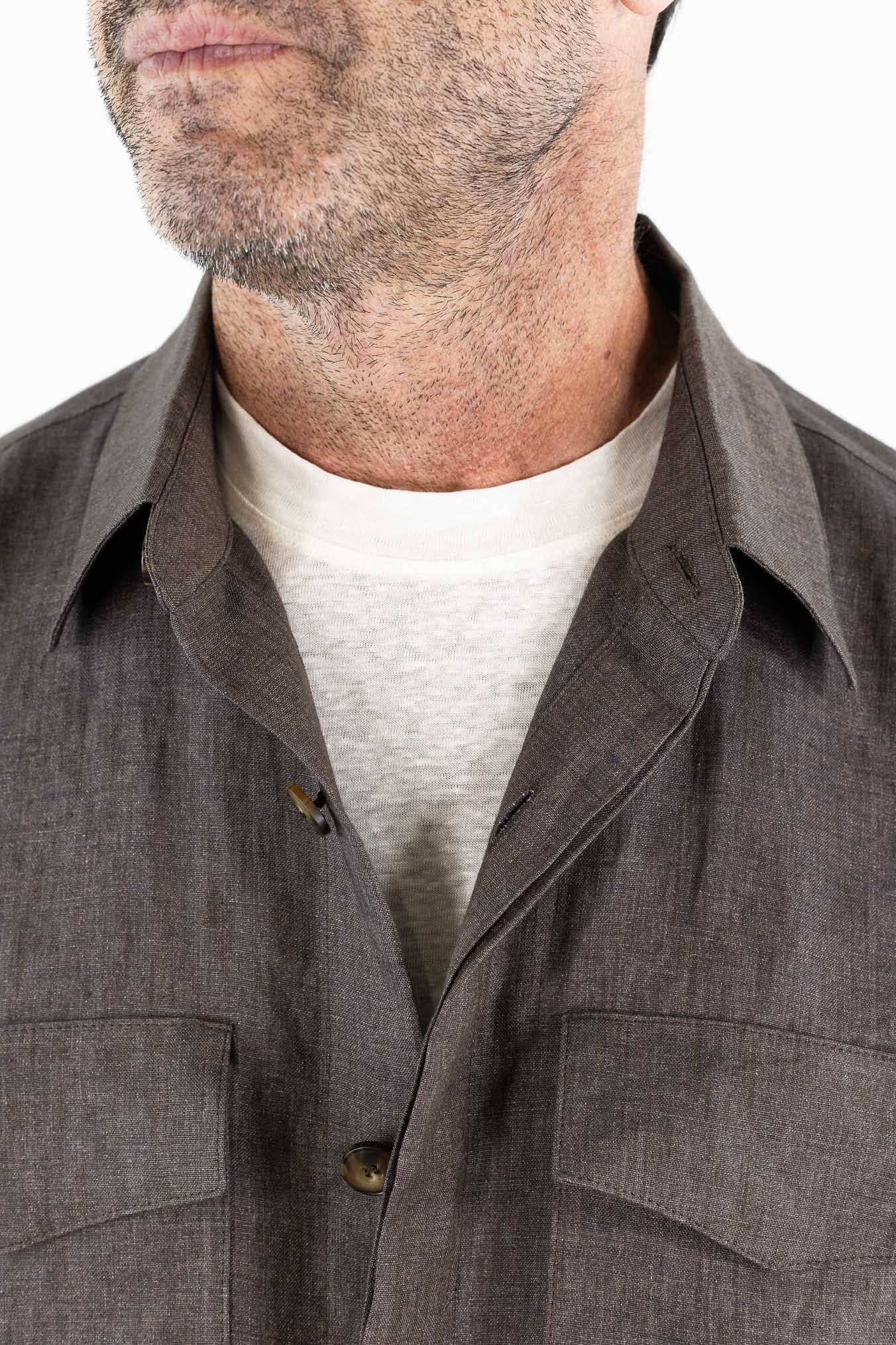 CANALI Overshirt Lino Marrone