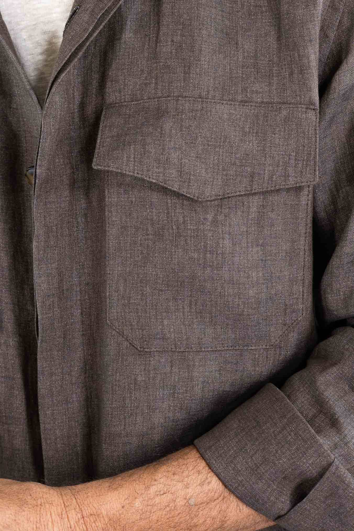 CANALI Overshirt Lino Marrone
