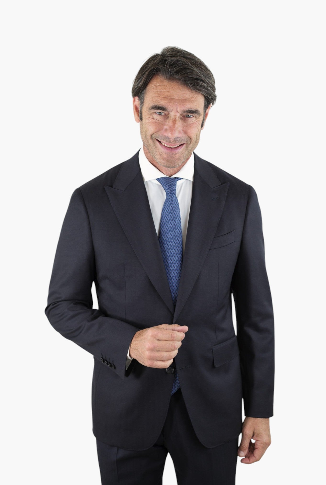 CANALI Abito Spigato Fresco Lana Blu Scuro