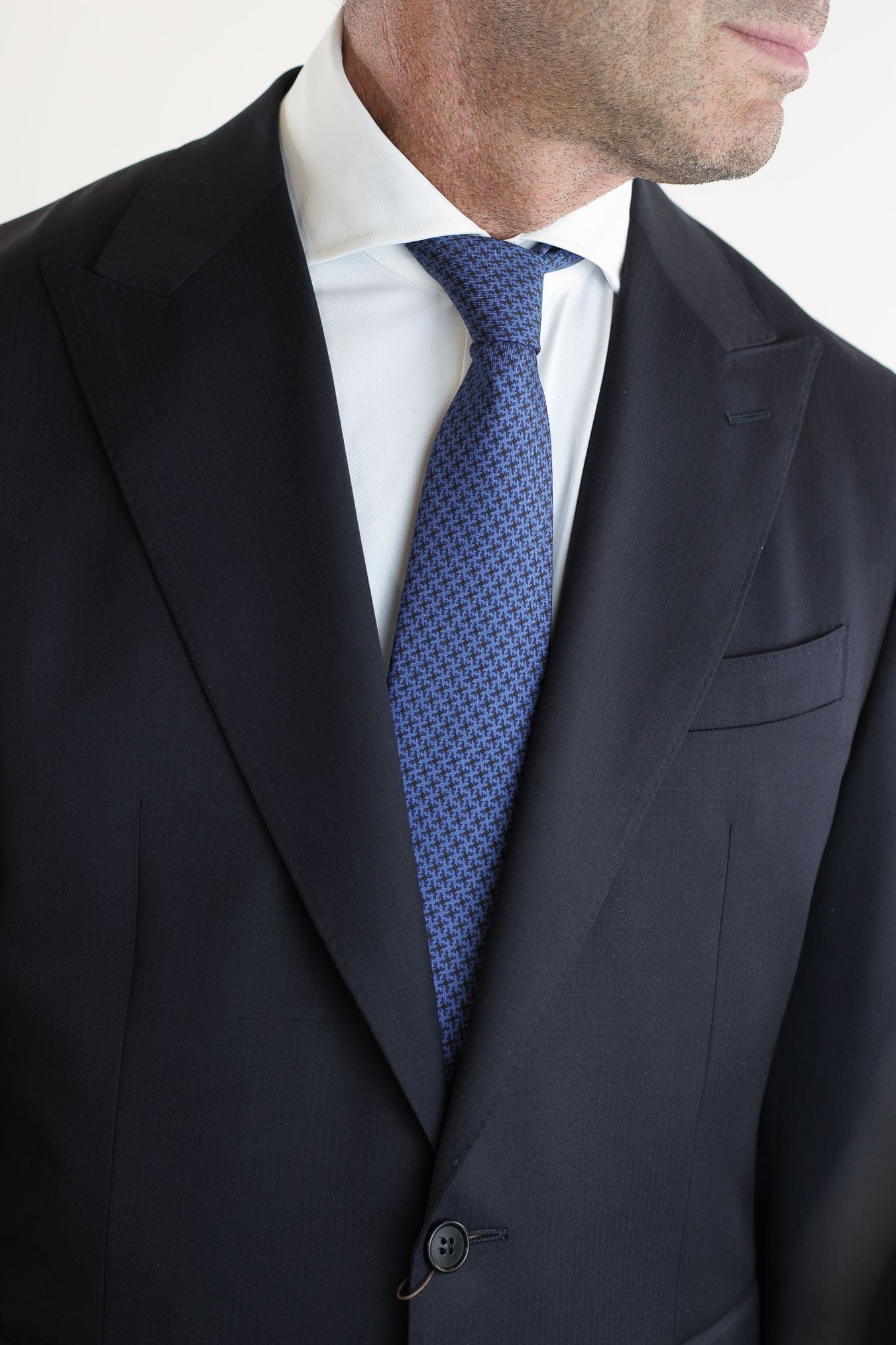 CANALI Abito Spigato Fresco Lana Blu Scuro