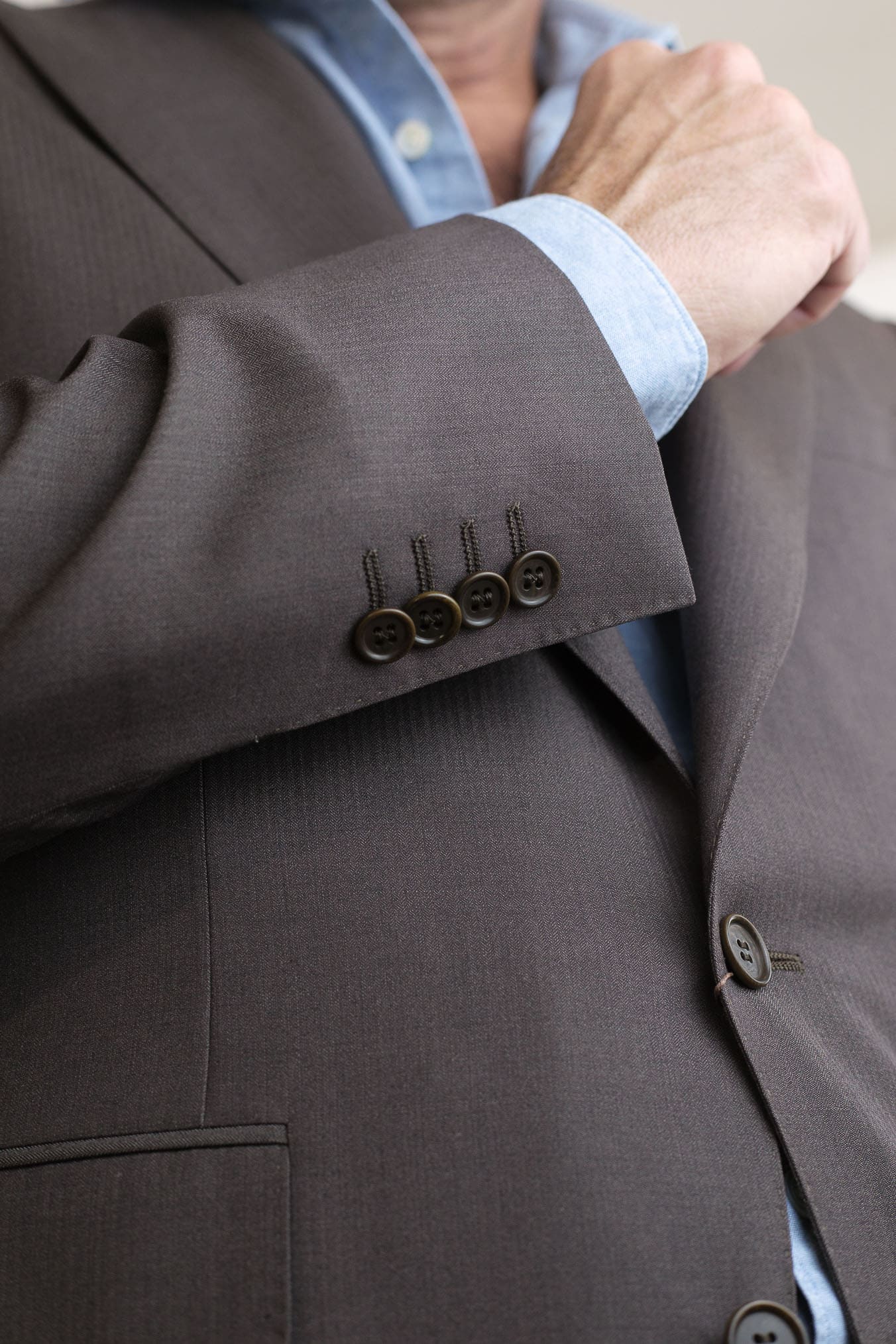 CANALI Abito Spigato Fresco Lana Testa di Moro
