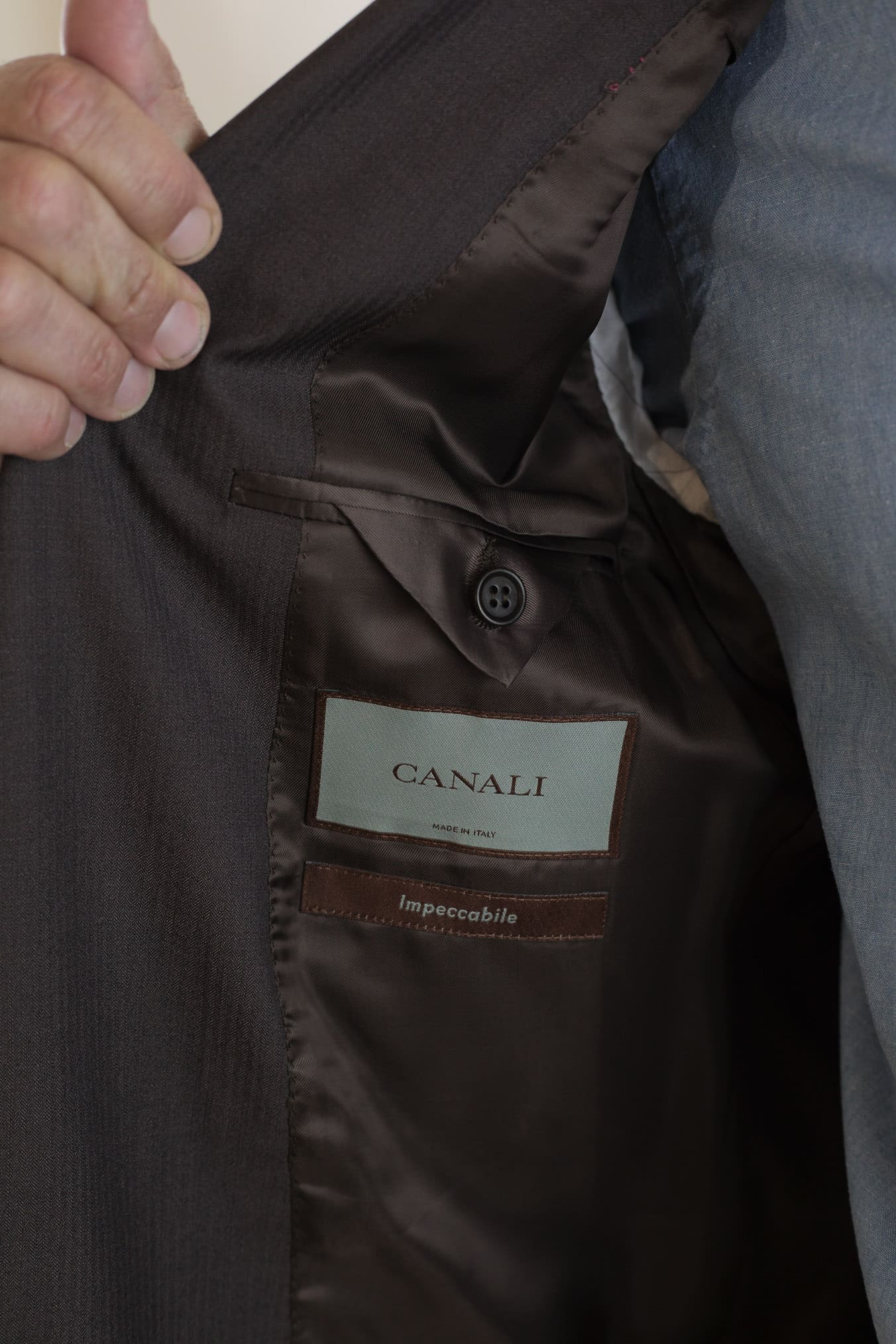 CANALI Abito Spigato Fresco Lana Testa di Moro