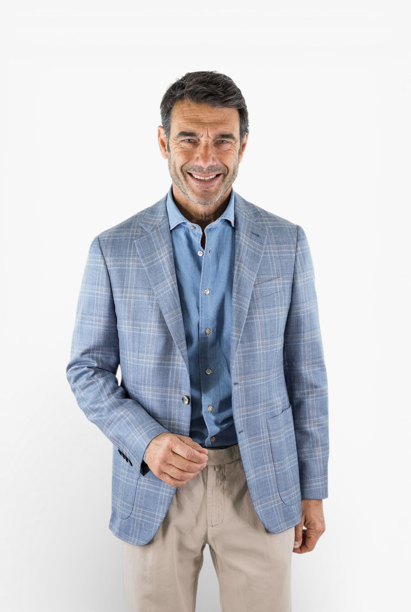 CANALI Giacca "Kei" Principe di Galles Azzurro