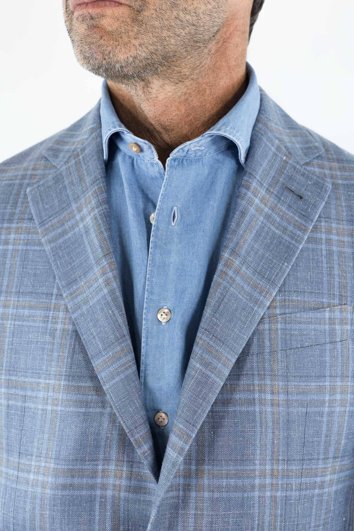 CANALI Giacca "Kei" Principe di Galles Azzurro