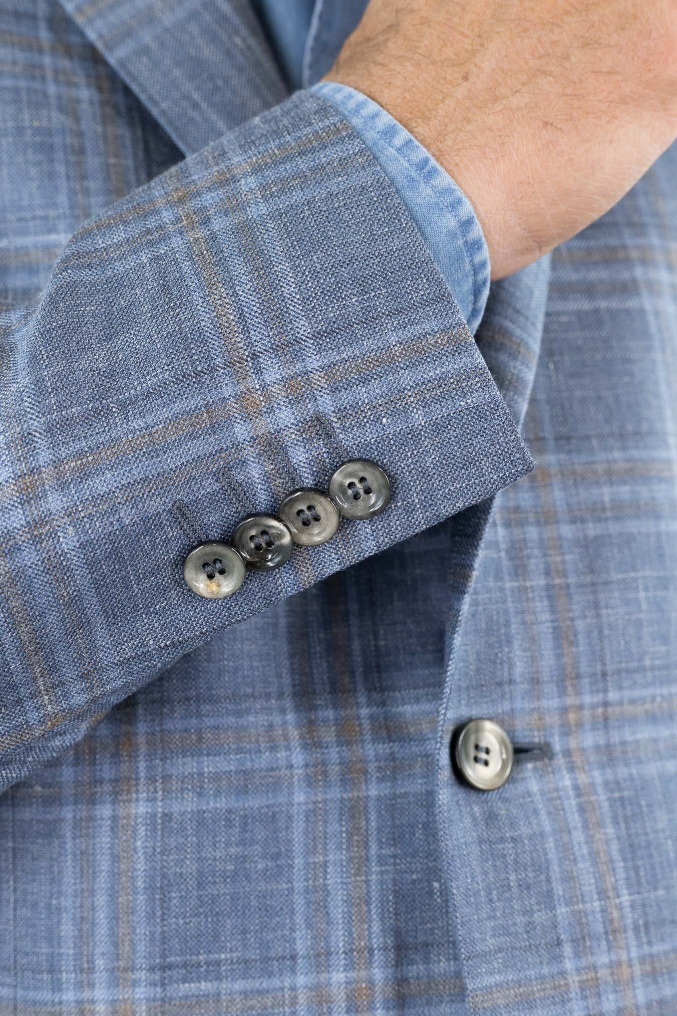 CANALI Giacca "Kei" Principe di Galles Azzurro