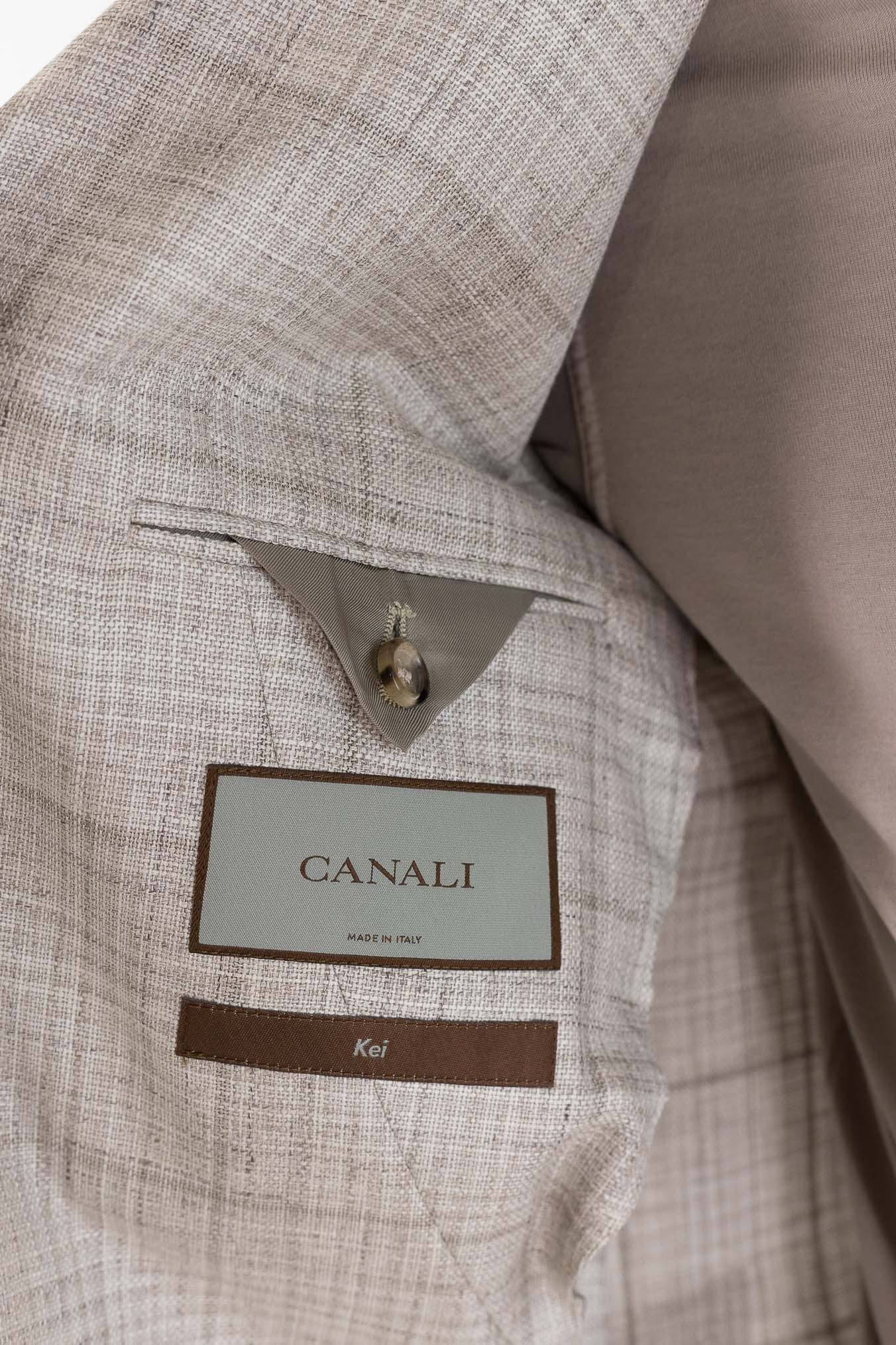 CANALI Giacca "Kei" Principe di Galles Beige